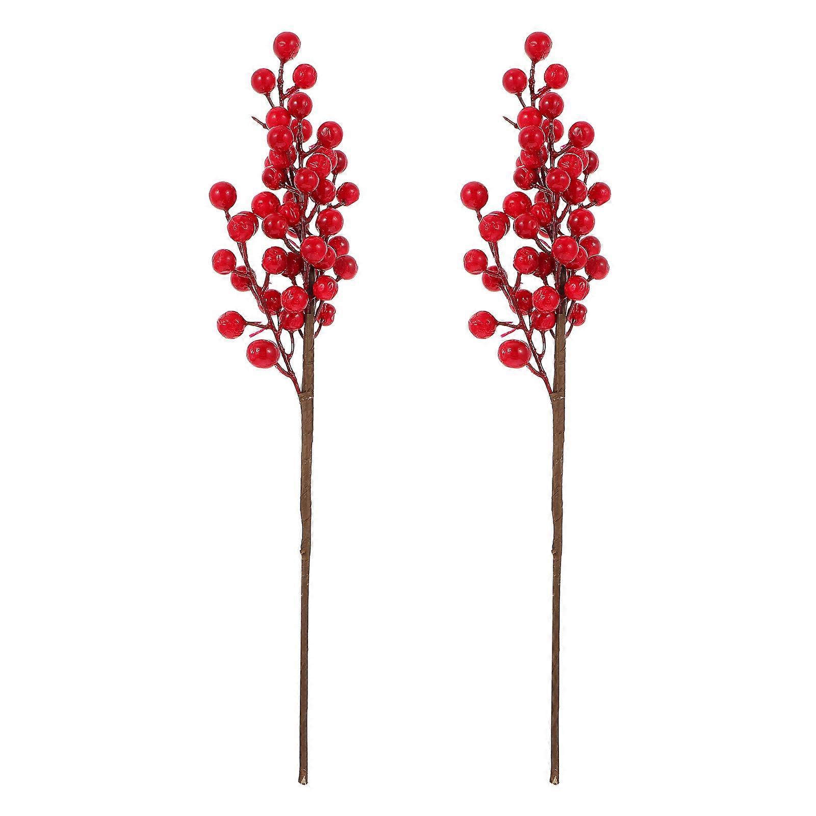 Artificial Red Berry Stems Bright Glossy Berries Branches for Christmas, Floral Arrangements, Home Decoration & DIY Crafts