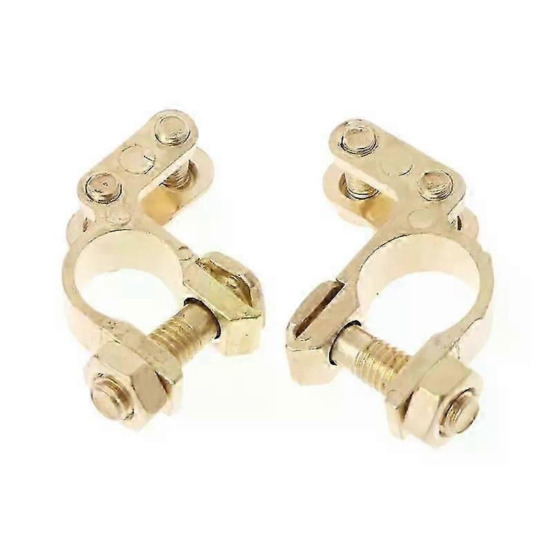 2Pcs Small 46mm x 40mm Durable Replacement Auto Car Battery Terminal Clamp Clips Brass Connector