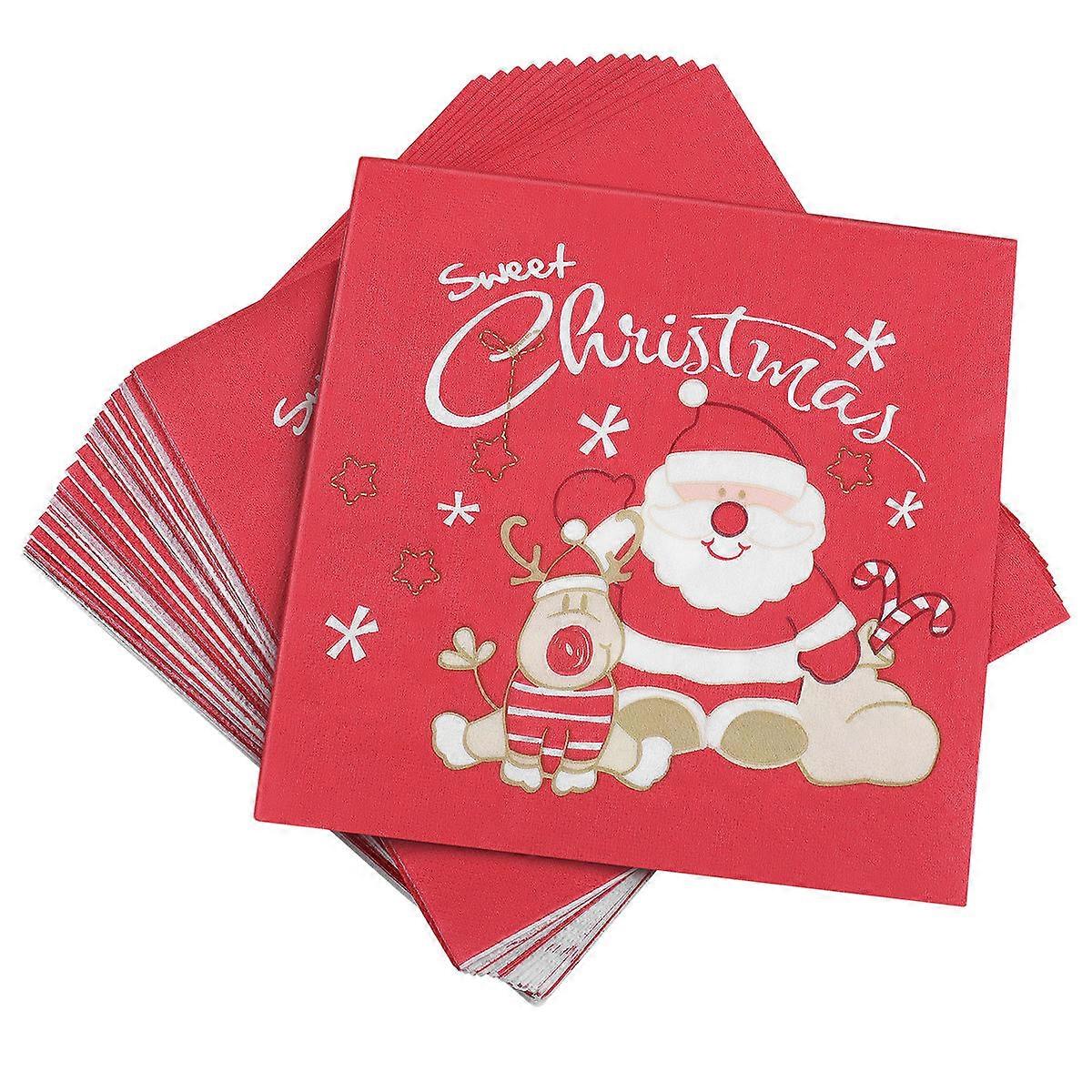 Red Holiday Napkins 20Pack Featuring Unique Santa Claus Patterns Designed For Thanksgiving And New Year Celebrations In Material