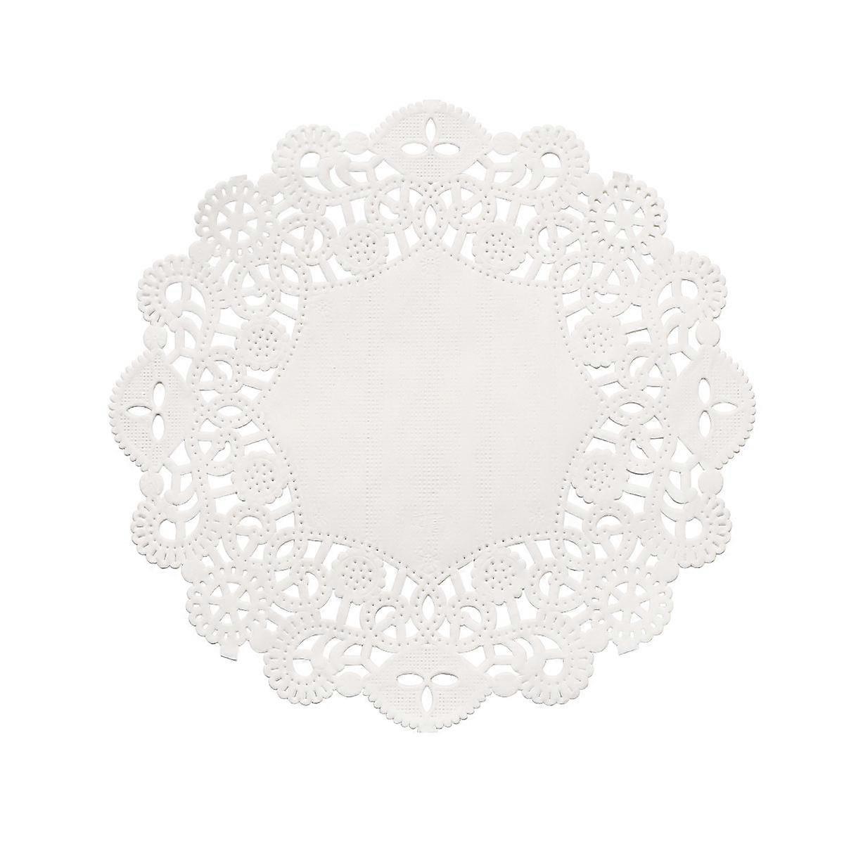 Premium White Paper Doilies MultiPurpose Oil Absorbing Lace Round Cake Pads for Parties 5.5"