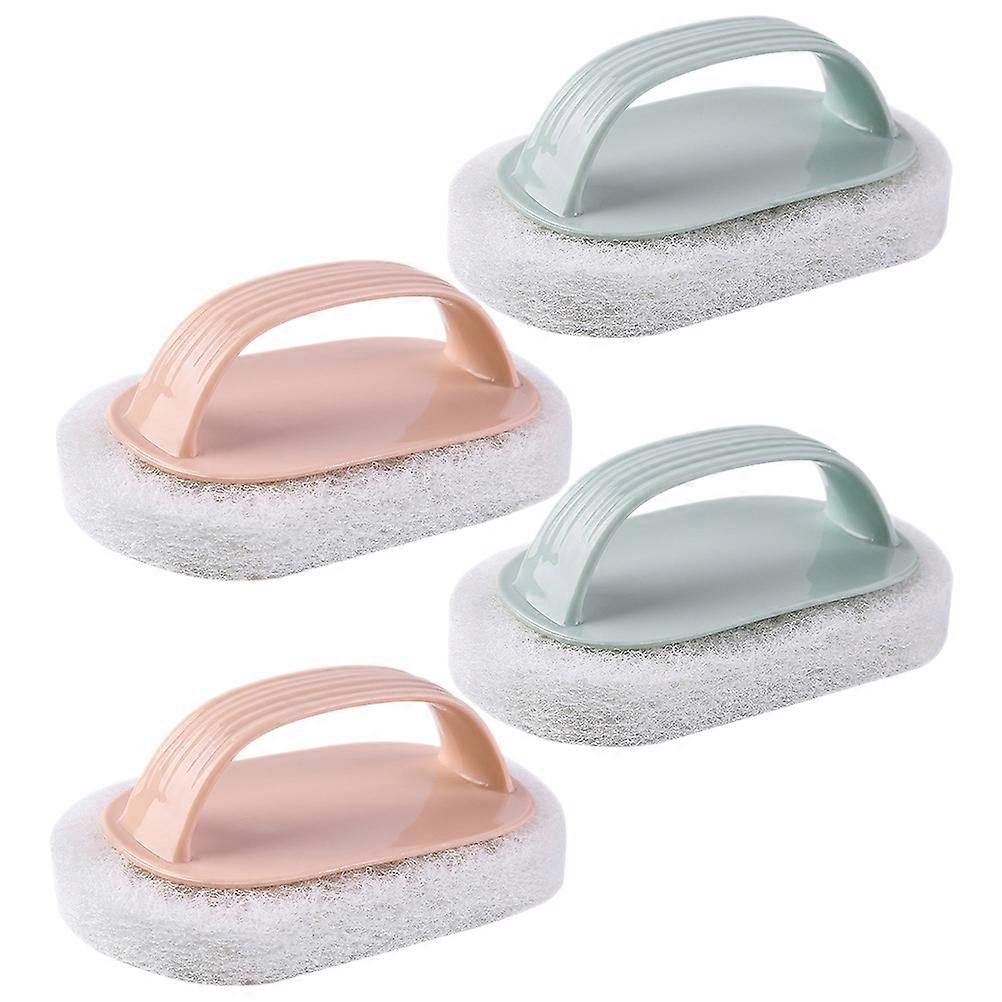 Bathroom Cleaning Sponge Plastic Cleaning Brush Kitchen Use Light Pink 4Pcs