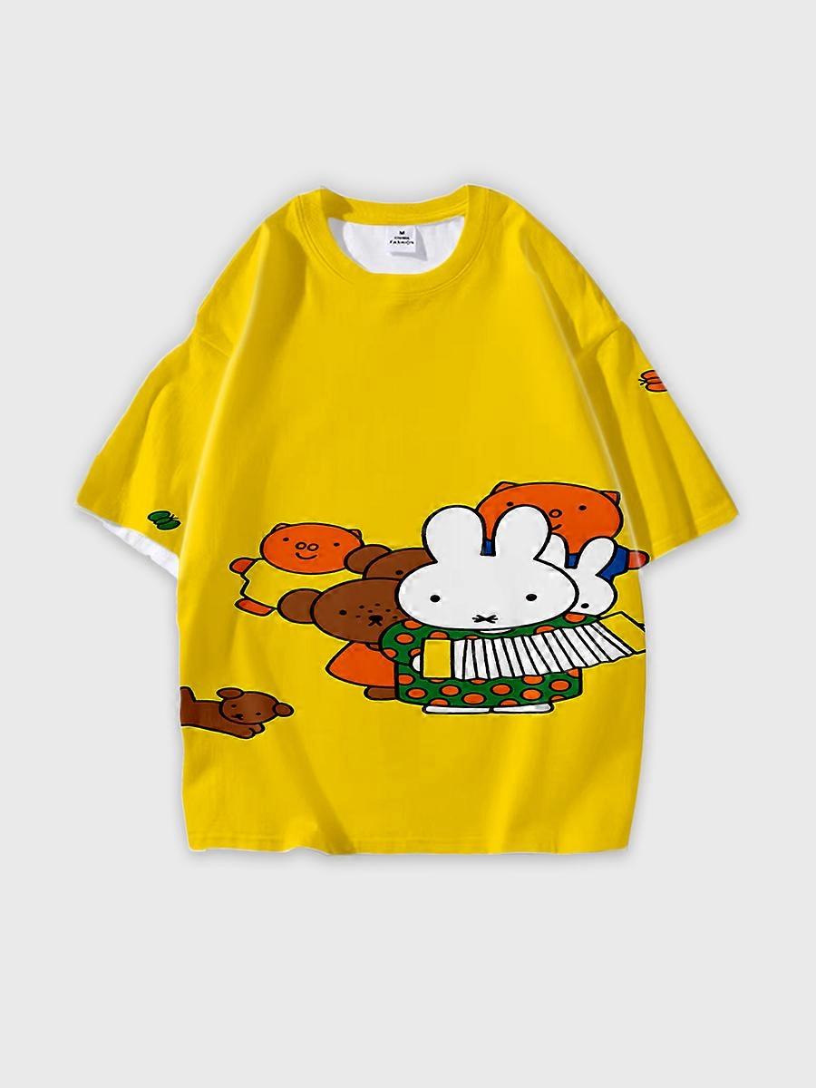 T-shirt girocollo Cartoon Pattern manica corta sciolta D1501