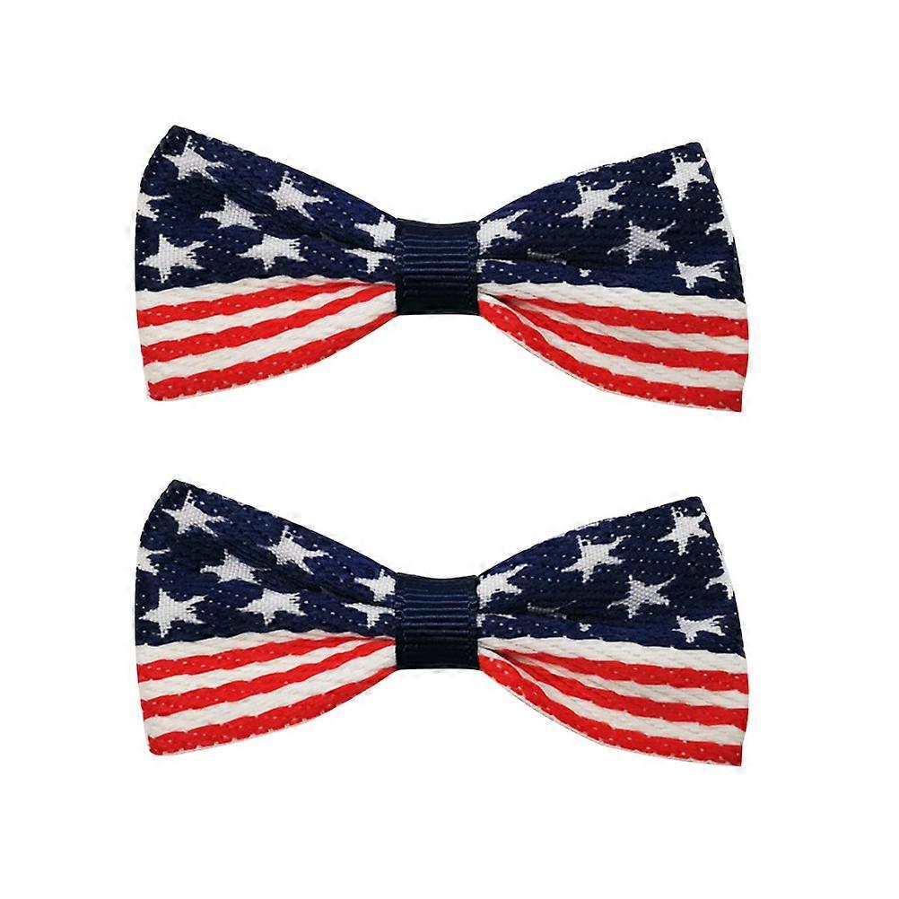Patriotic Hair Accessories Bowknot Barrettes For Independence Day National Flag .5x4x0.2cm 2Set