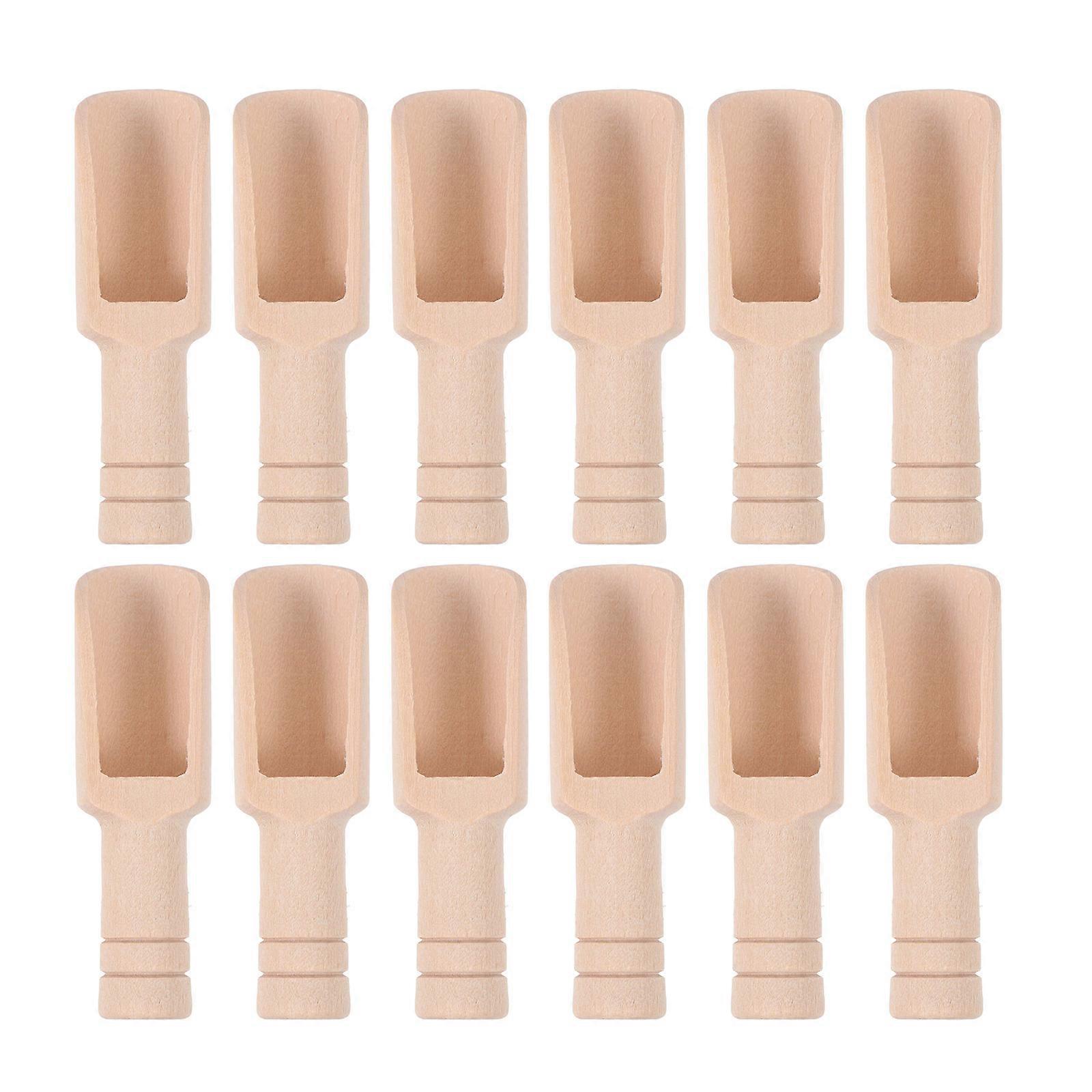 Wooden Spoons 12 Pcs Kitchen Use Beige Compact Measuring Tool