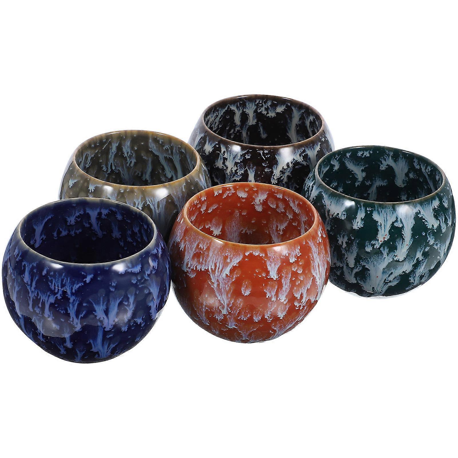 Tea Cup For Tea Drinking Ceramic Teacups Office Use 5Pcs Dragon Egg Shape Handcrafted