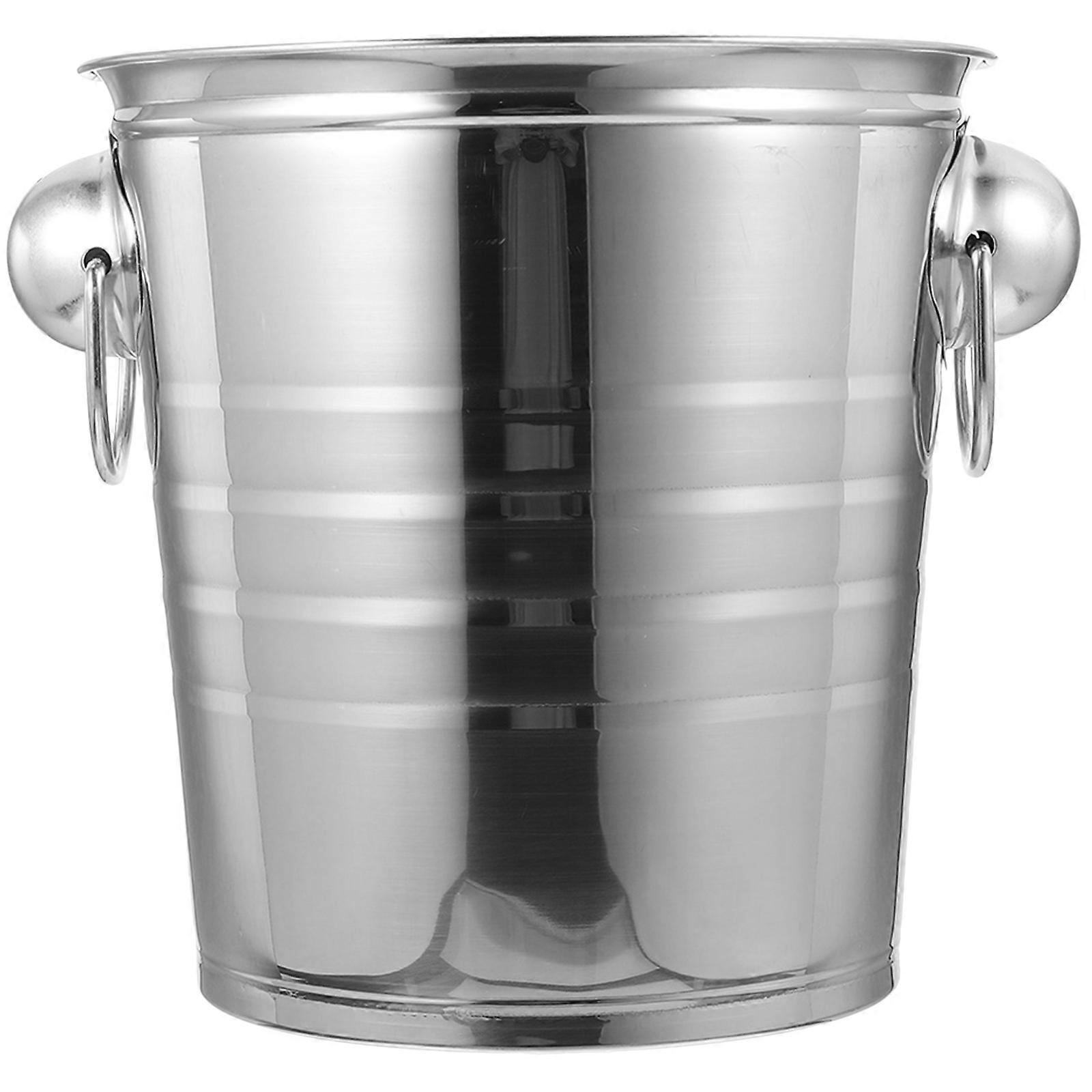 Stainless Steel Ice Bucket with Double Handles for Wine Beer Cooling 3L