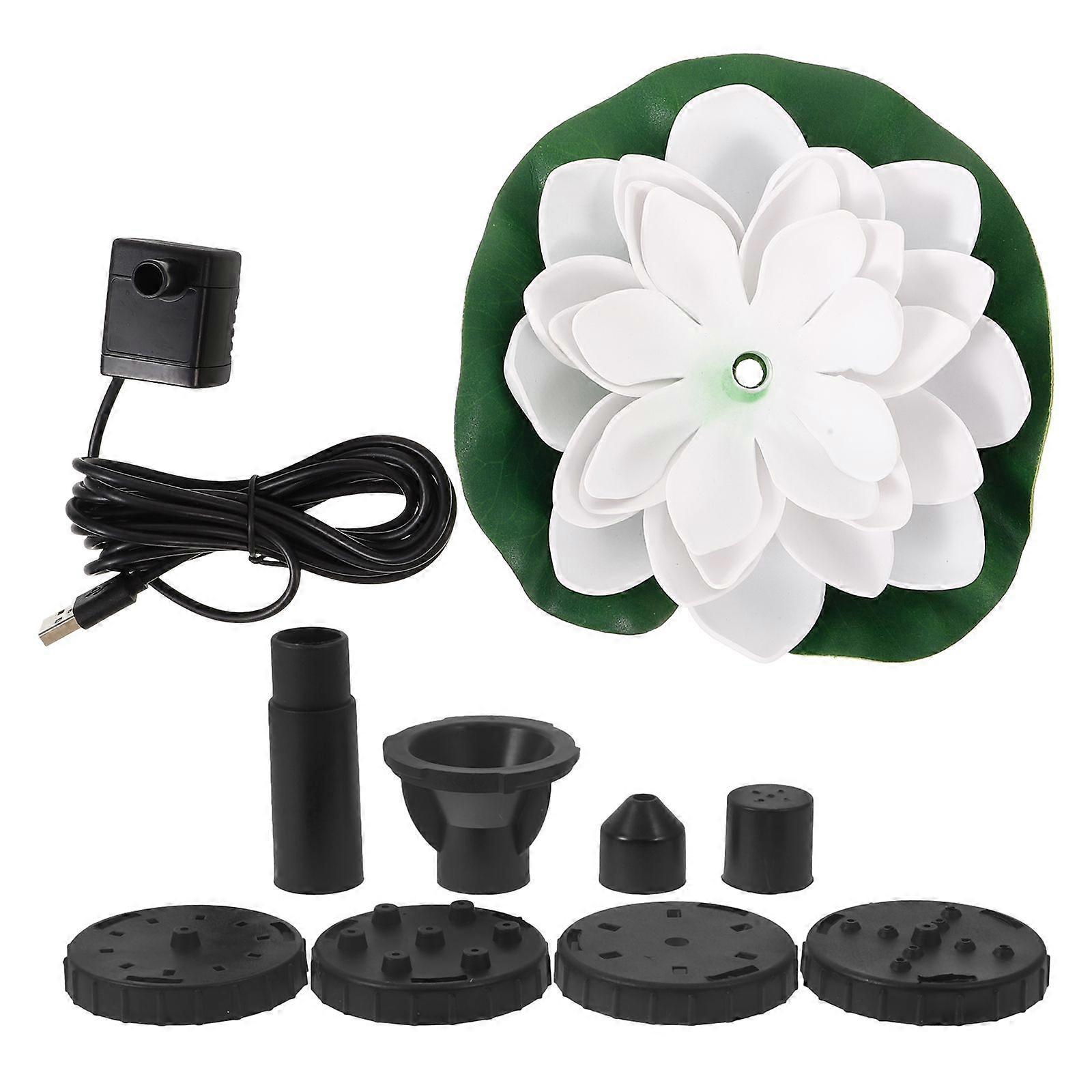 1 Set of USB Charging Lotus-shape Water Fountain Floating Water Landscape Garden Lotus Fountain Ornament