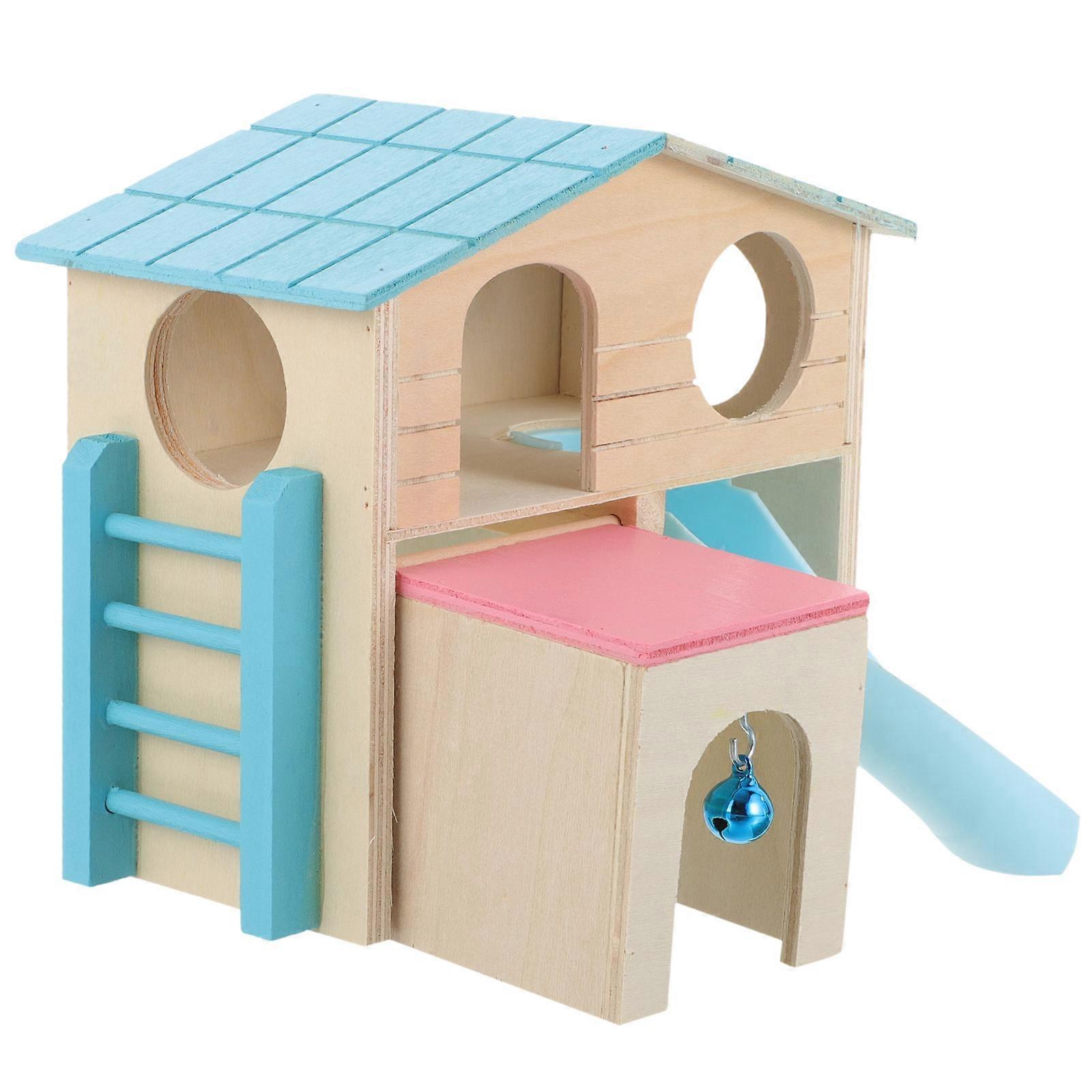 Wooden Hamster Playground with Slide, Ladder, and Hideout – Durable for Hamsters and Hedgehogs