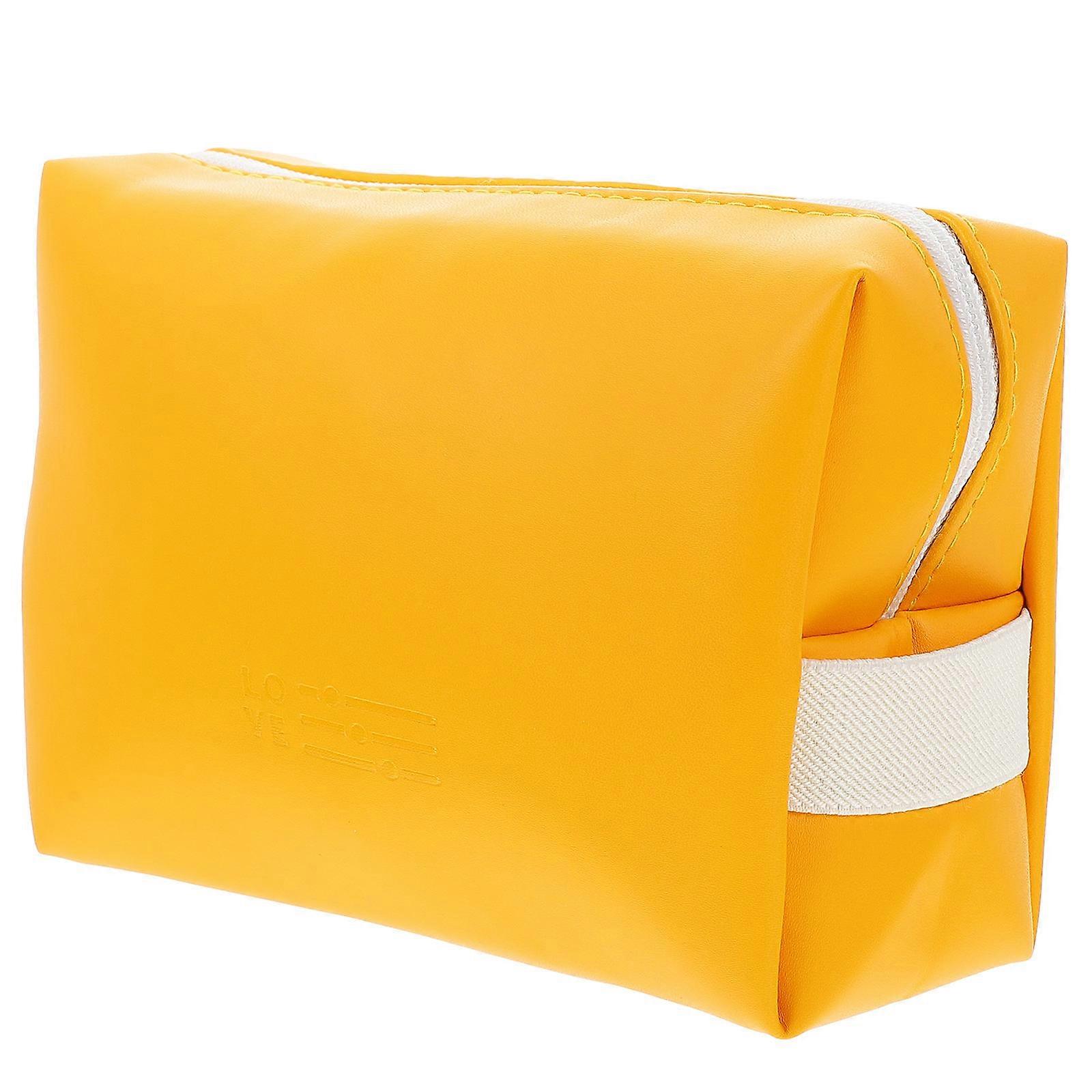 Yellow Cosmetic Bag for Storage with Durable Polyester Material and Workmanship Small Size