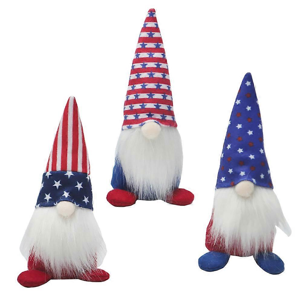 3pcs American Patriotic Gnome Doll Ornaments with Neat Stitching – Comfortable Decorative Dolls for Table or Window Display, Perfect for Friends and