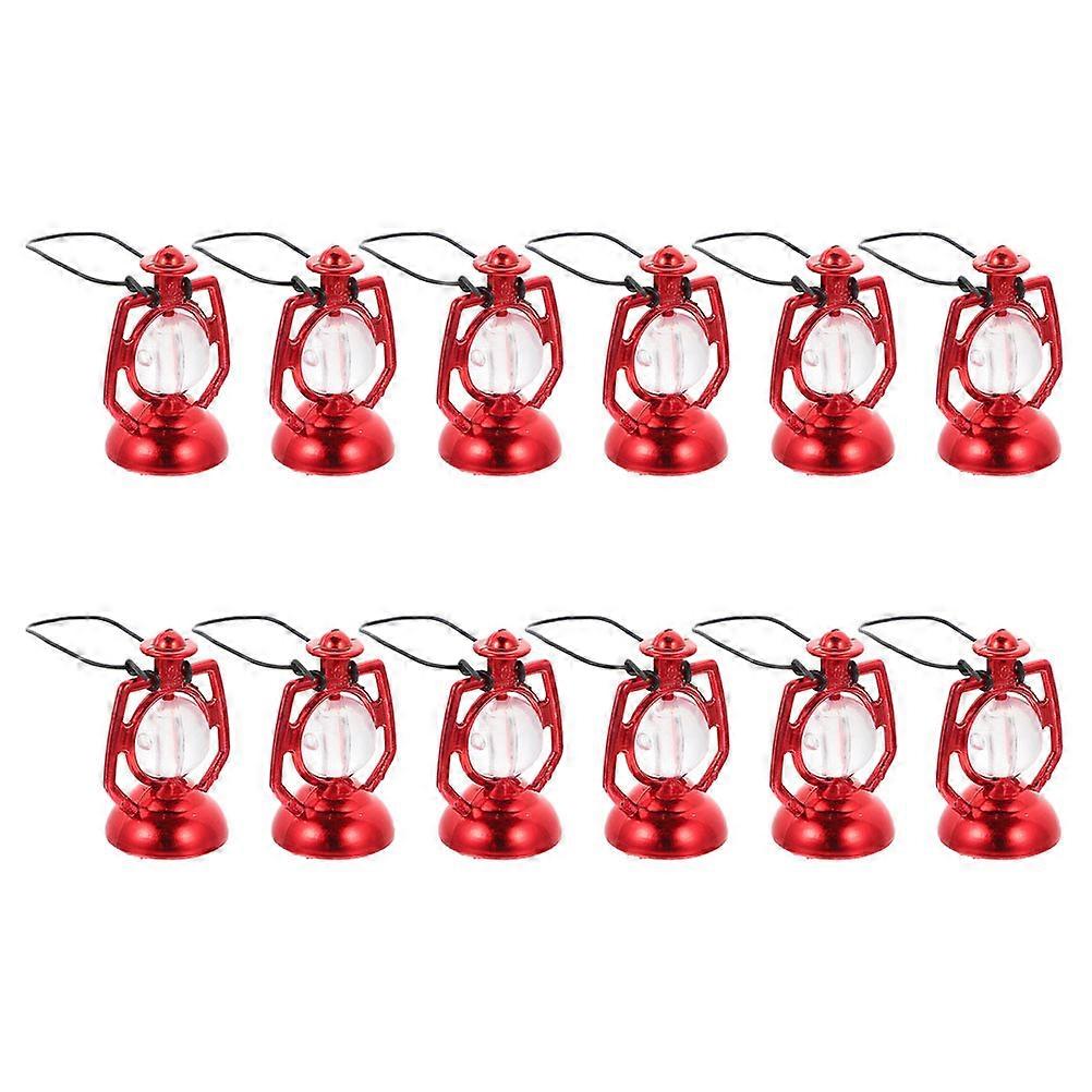 Miniature Kerosene Lamp 12Pcs Red Plastic Durable Home Use Kerosene Lamp Model