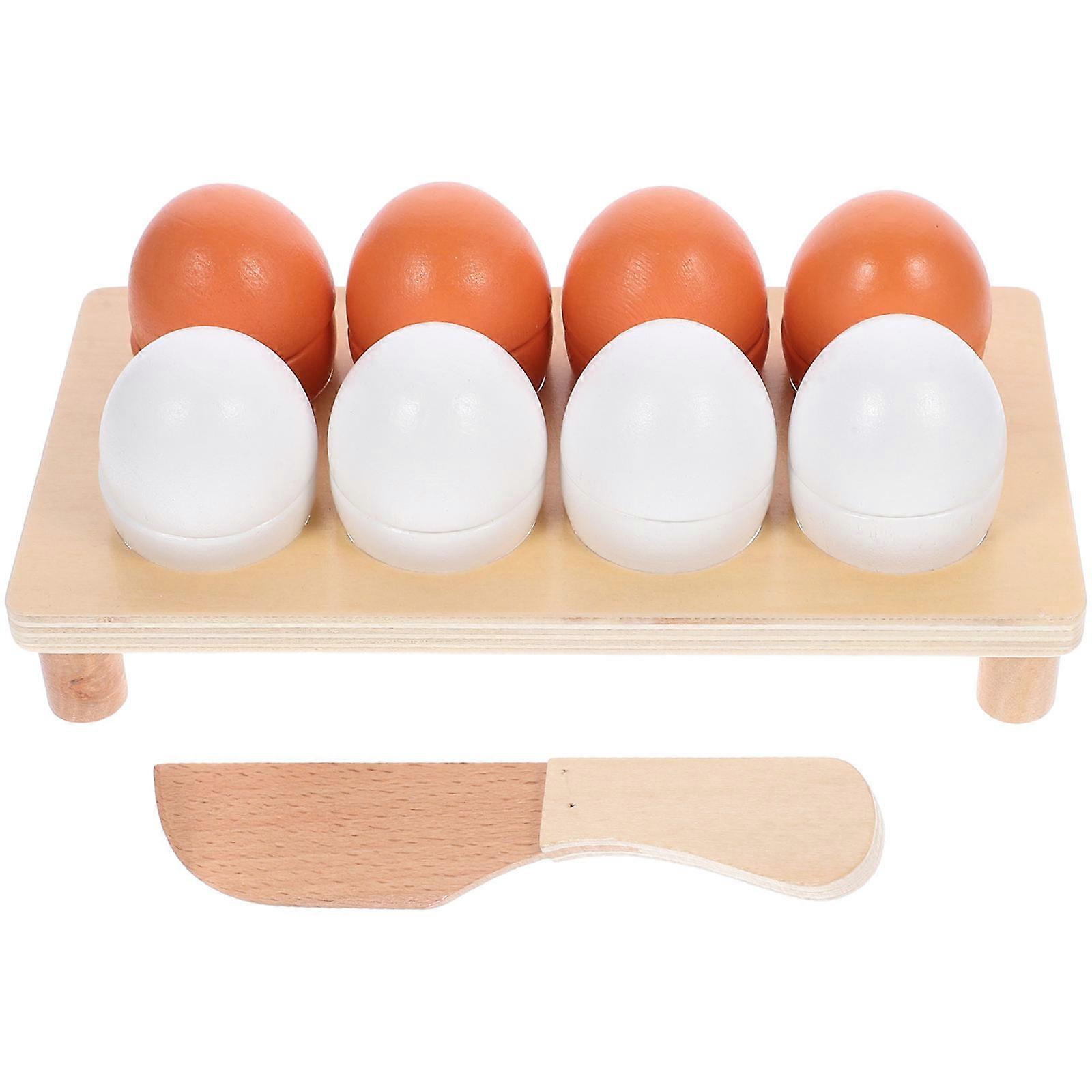 Wooden Cutting Toy Set for Kids with Safe Edges Assorted Color Hen and Duck Egg Toys 1 Set