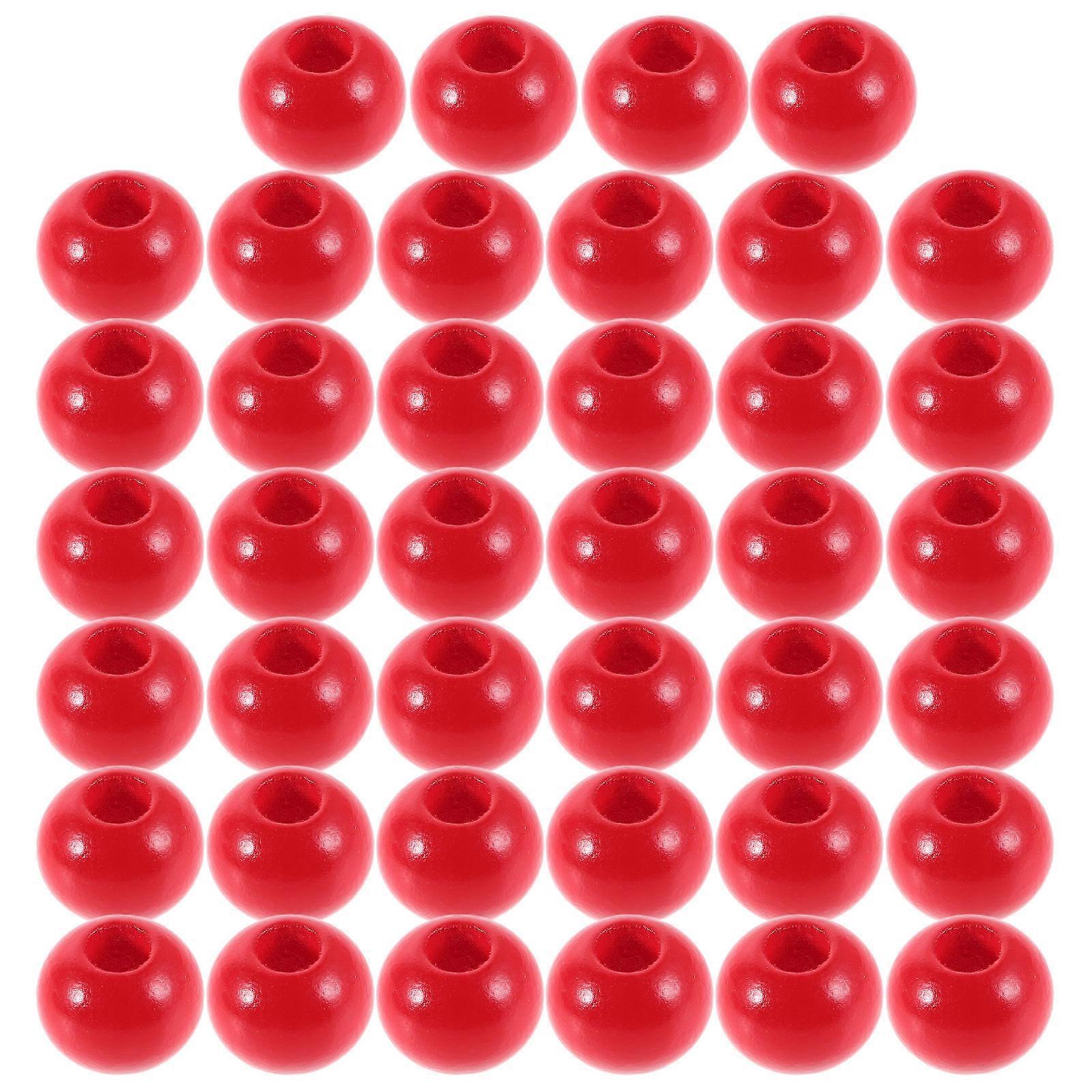 Red Large Hole Round Beads 20mm For DIY Crafting Jewelry Components Suitable For Crafters 40Pcs
