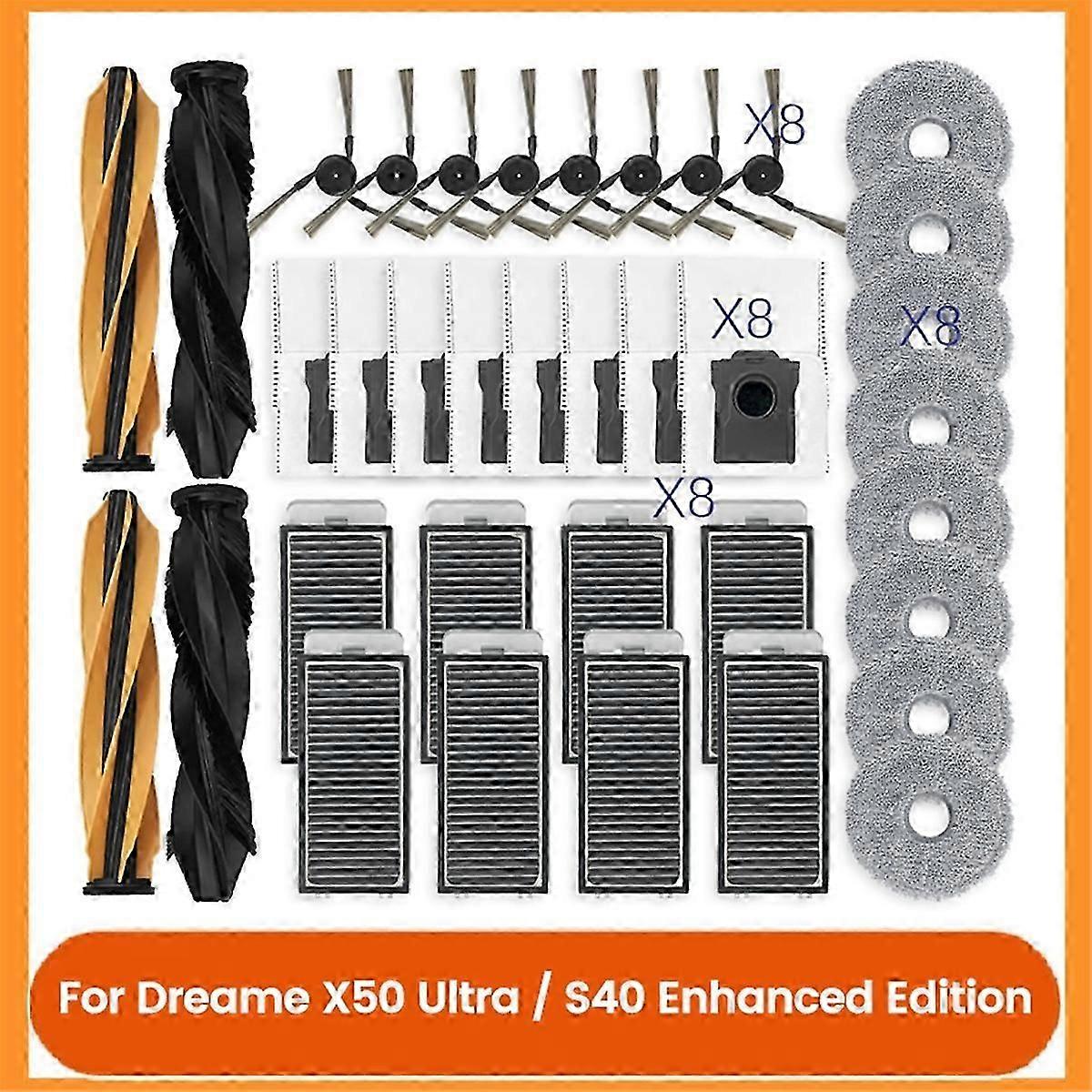 36pcs Accessories Kit For Dreame X50 Ultra / S40 Enhanced Edition Vacuum Attachments Main Side Brush