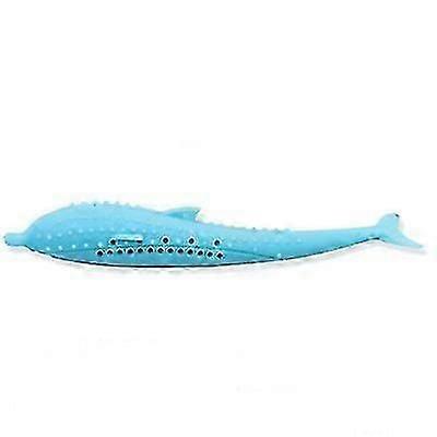 Soft Silicone Cat Toothbrush Toys Pet Molar Stick Cleaning Teeth Fish Interactive Chew Cats Toys Catnip Pet SuppliesBlue