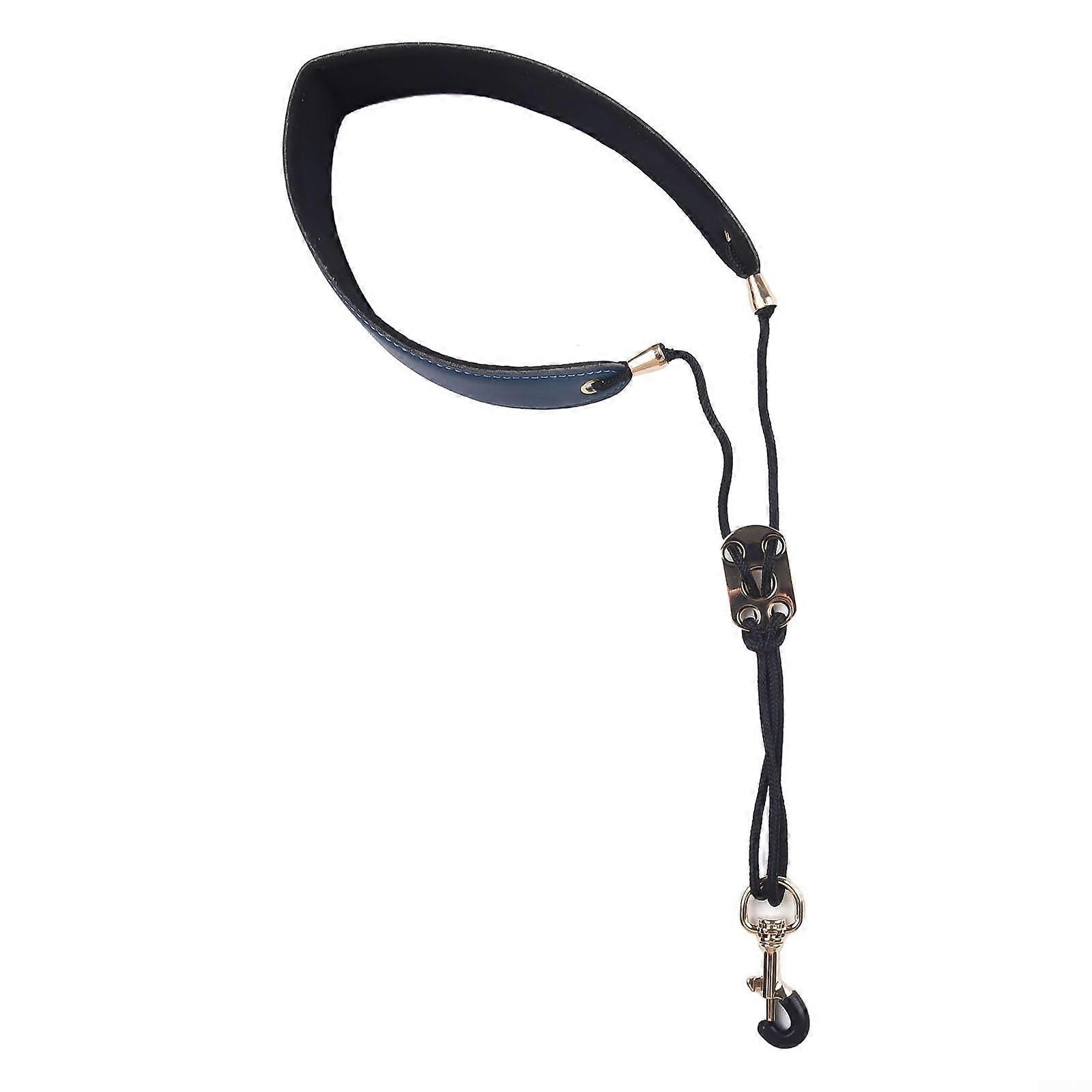 Saxophone Neck Strap Blue - Soft Elastic Rubber and PU Leather, Adjustable Design for Comfort and Durability