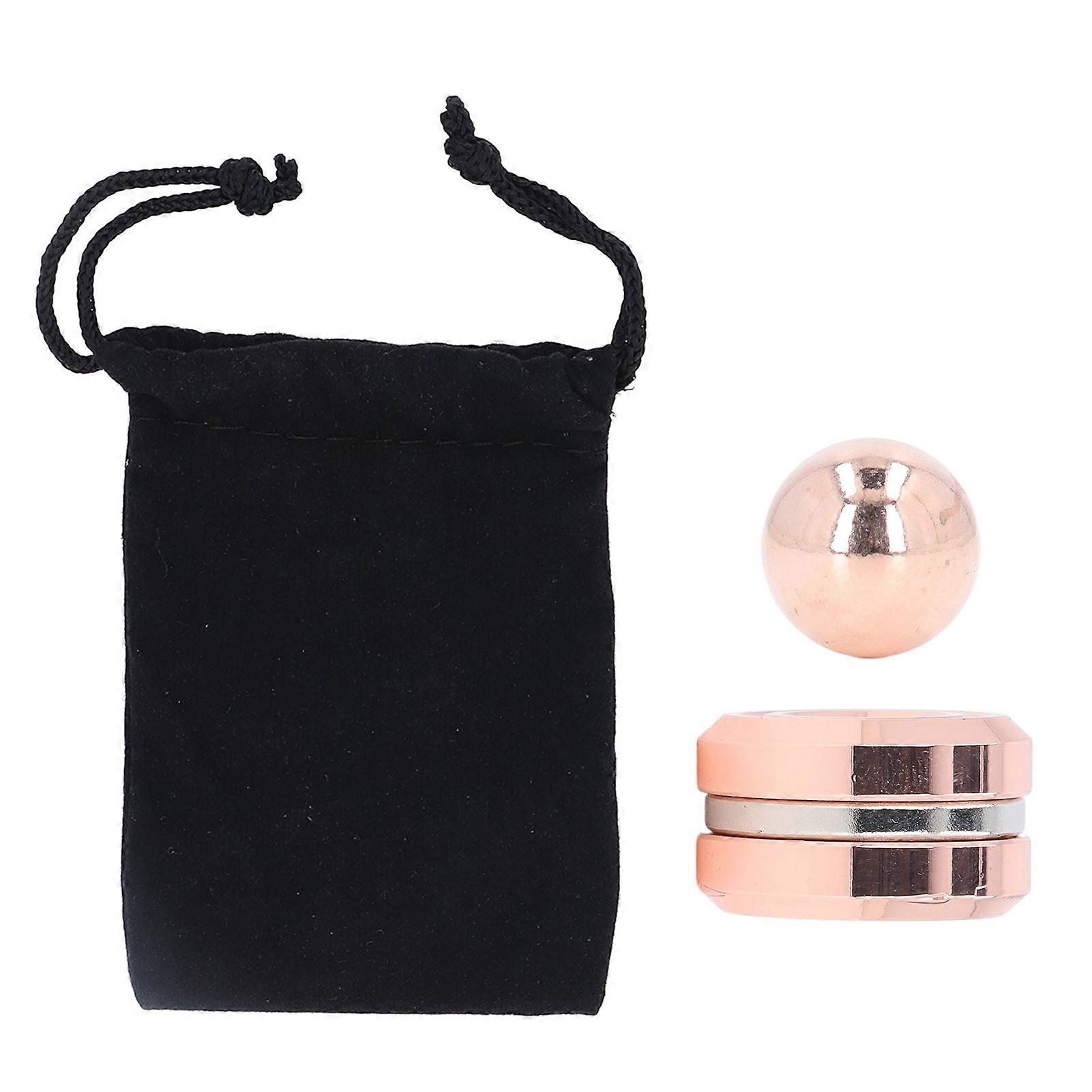Magnetic Fingertip Gyroscope Toy Round Shaped Reduce Anxiety Keep Focusing Rotating Metal Decompression Toy Rose Gold