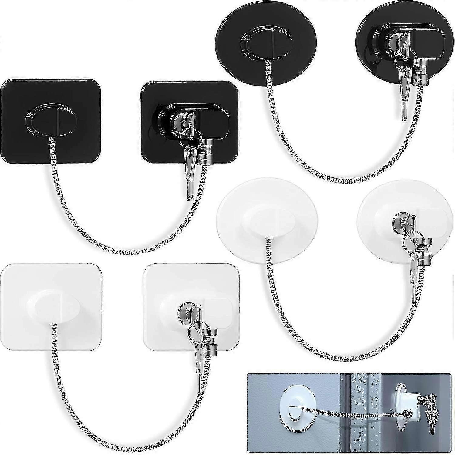 4 Pieces Fridge Lock Refrigerator Lock With 8 Key, Freezer Lock Child Safety Cabinet Lock With Adhes