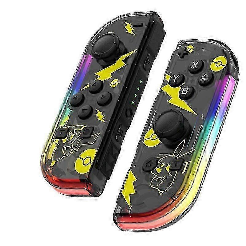 Controller für Nintendo Switch, Ersatz für Switch Controller mit RGB-LED, einstellbarer Turbo & Vibration, Pikachu