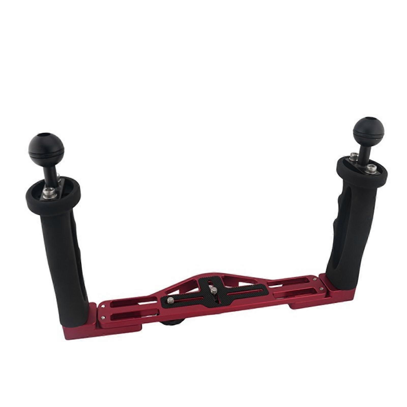 Ergonomic camera grip, diving mount, handle made of lightweight aluminum alloy for underwater use, color: red.