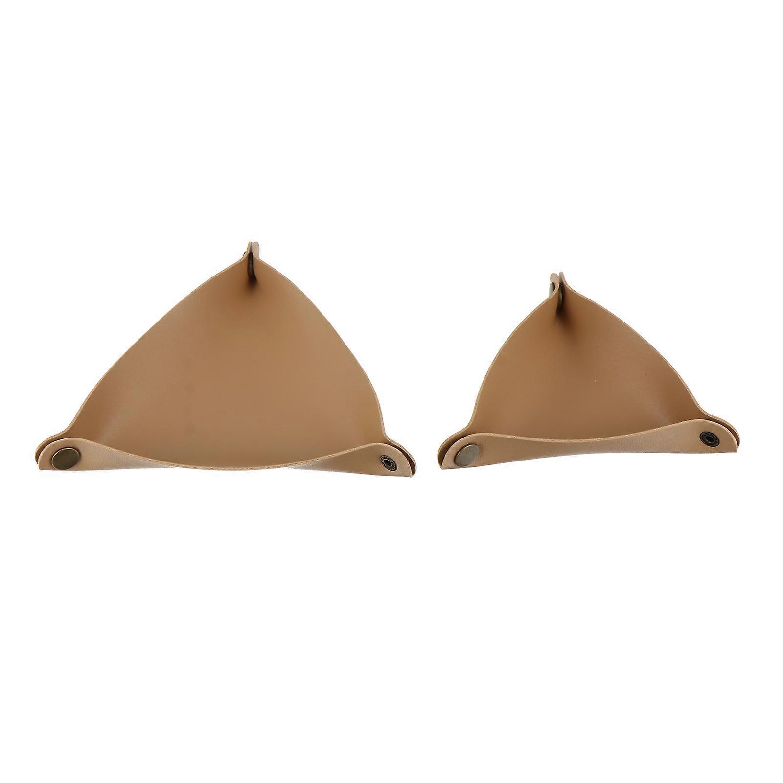 2pcs PU Storage Trays for Home Office Use Khaki Color