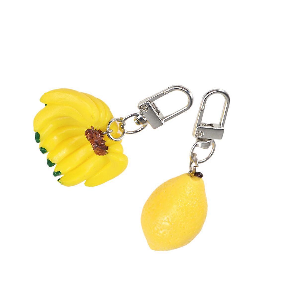 Hanging Decoration Key Holder Crafted As Lemon And Banana Shape For Bag Accessories Targeted For Adults In Yellow Ideal For Any Occasion 2Pcs