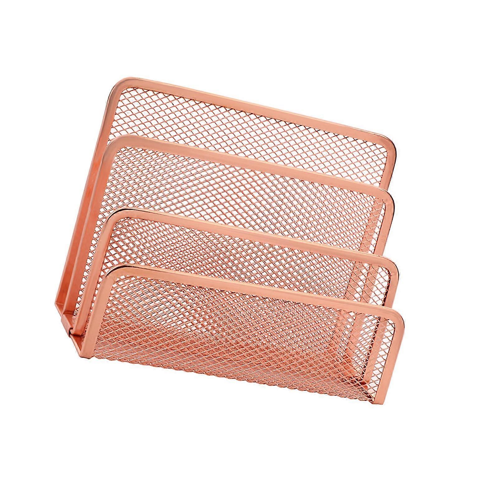 Desk Organizer, Metal, 3 Compartments, Magazine And File Holder, 173 x 80 x 135 mm