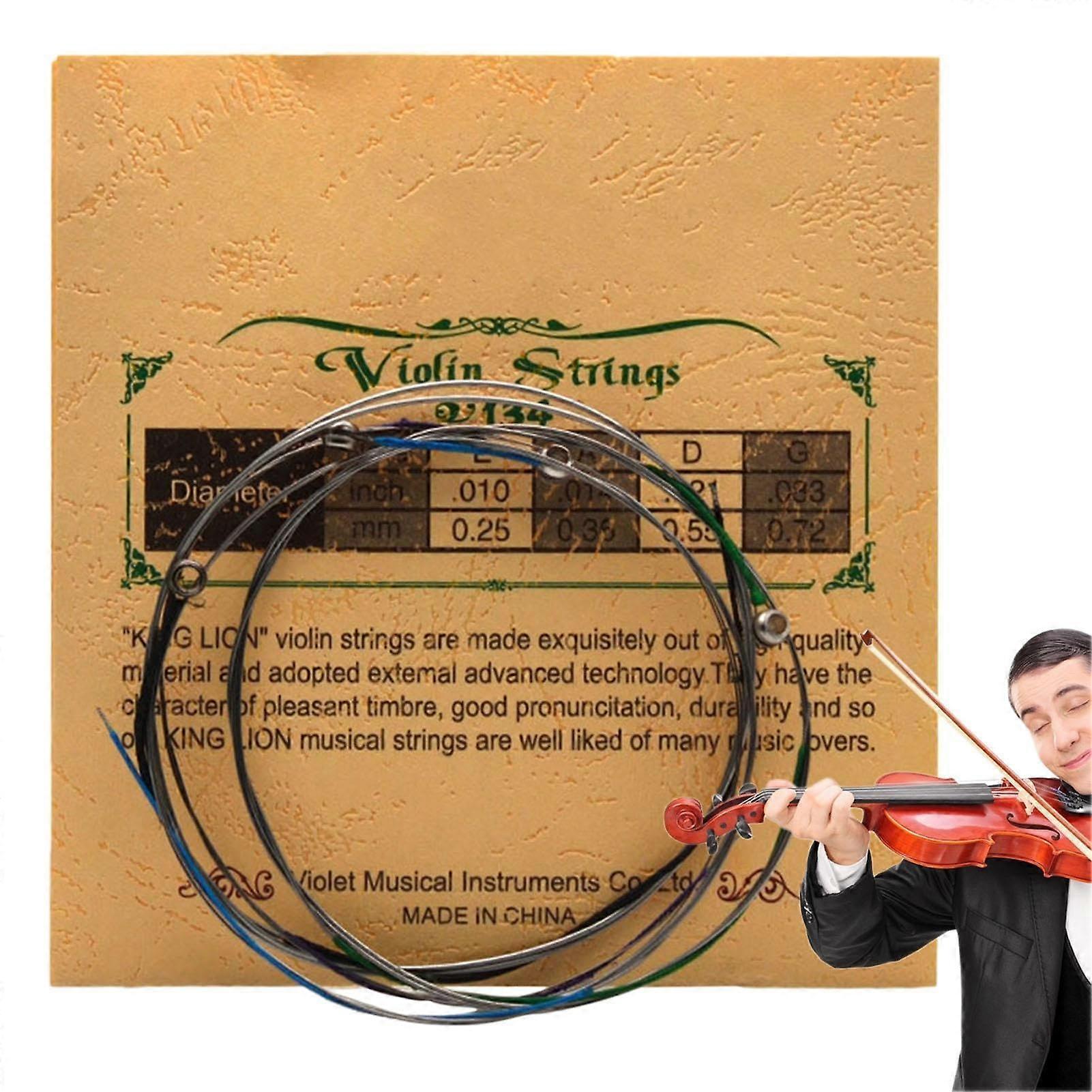 Violin string set, solid steel core, rich tone, strings for instruments, handmade violin replacement strings for practice, performances