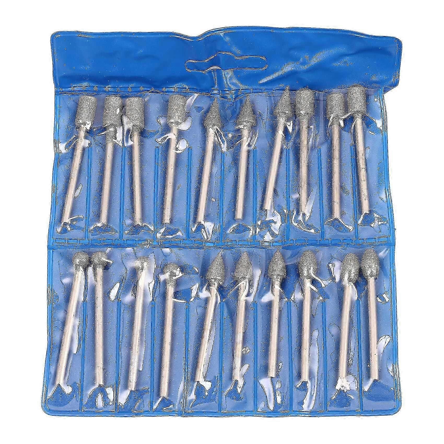 20Pcs 3mm Shank Diamond Grinding Burr Drill Bits Sets Kits For Rotary Tools