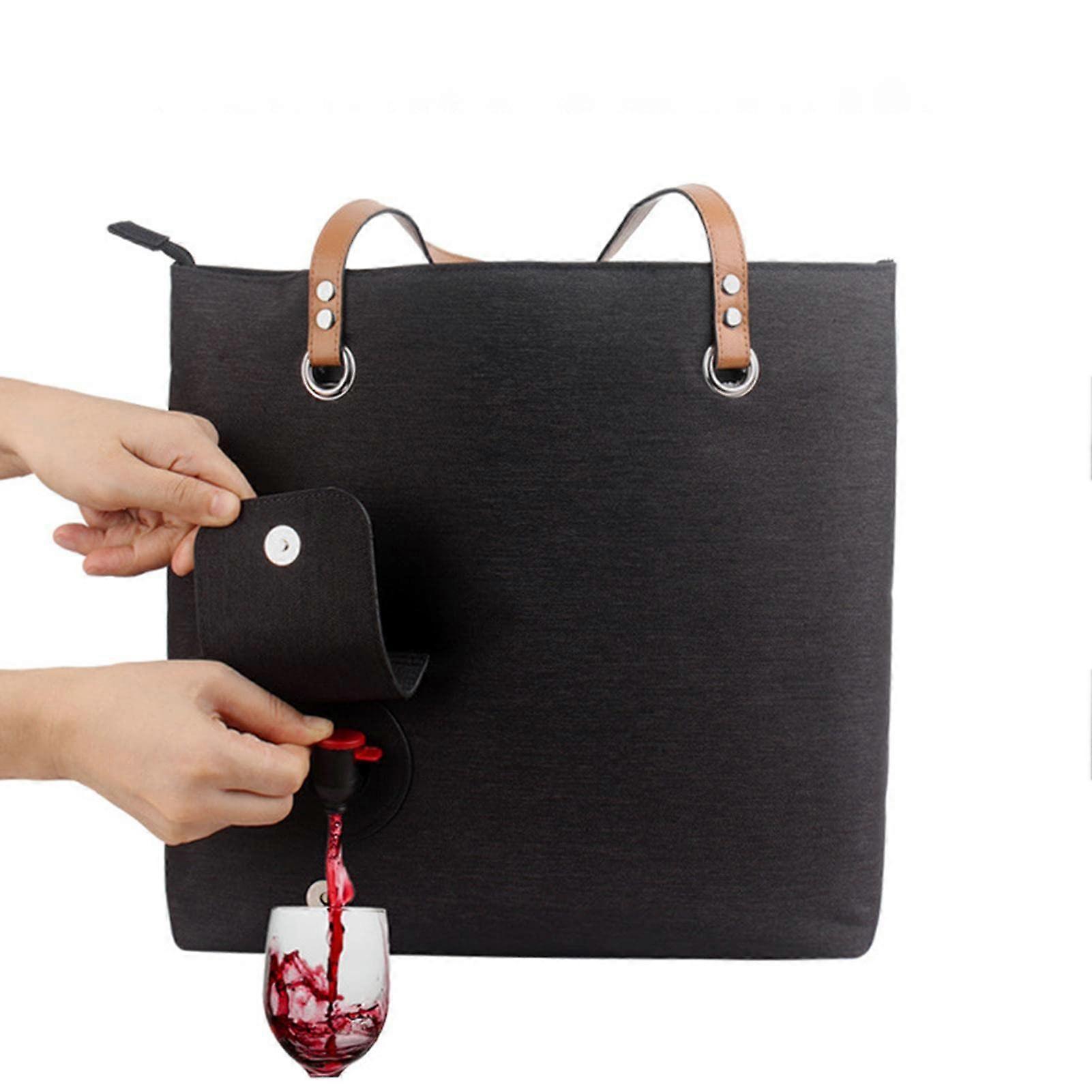 Wine Tote With Drink Dispenser Portable Dispensing Bag With Insulated Compartment Shoulder Bag for Beach, Travel, Picnic, Camping Wine Lovers