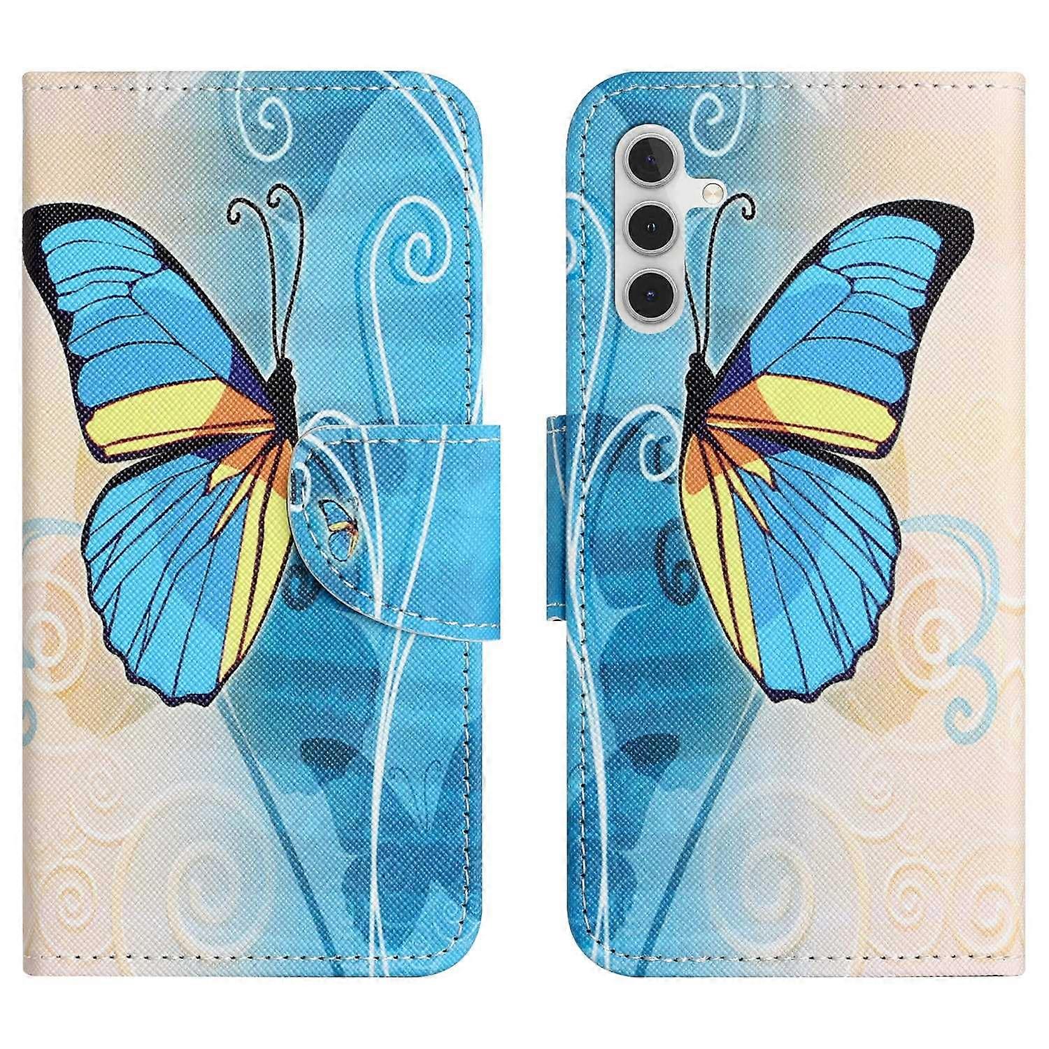 For Samsung Galaxy A56 5G Case Pattern Printing Cross Texture Leather Phone Cover - Butterfly