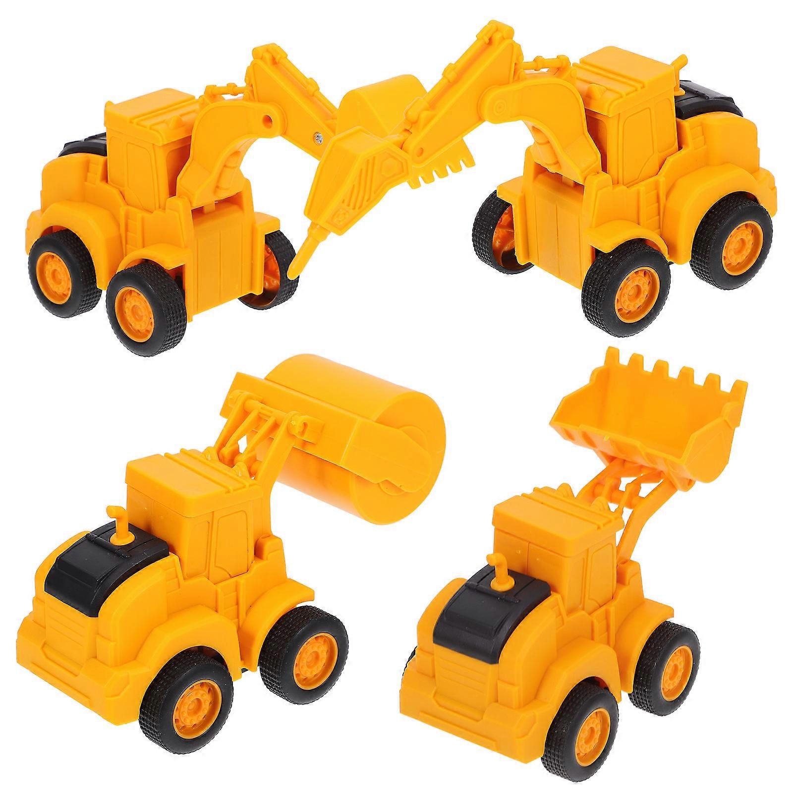 Yellow Construction Vehicle Toy with Realistic Design for Playing Made of ABS Safe and Durable Small Truck Toy 4pcs