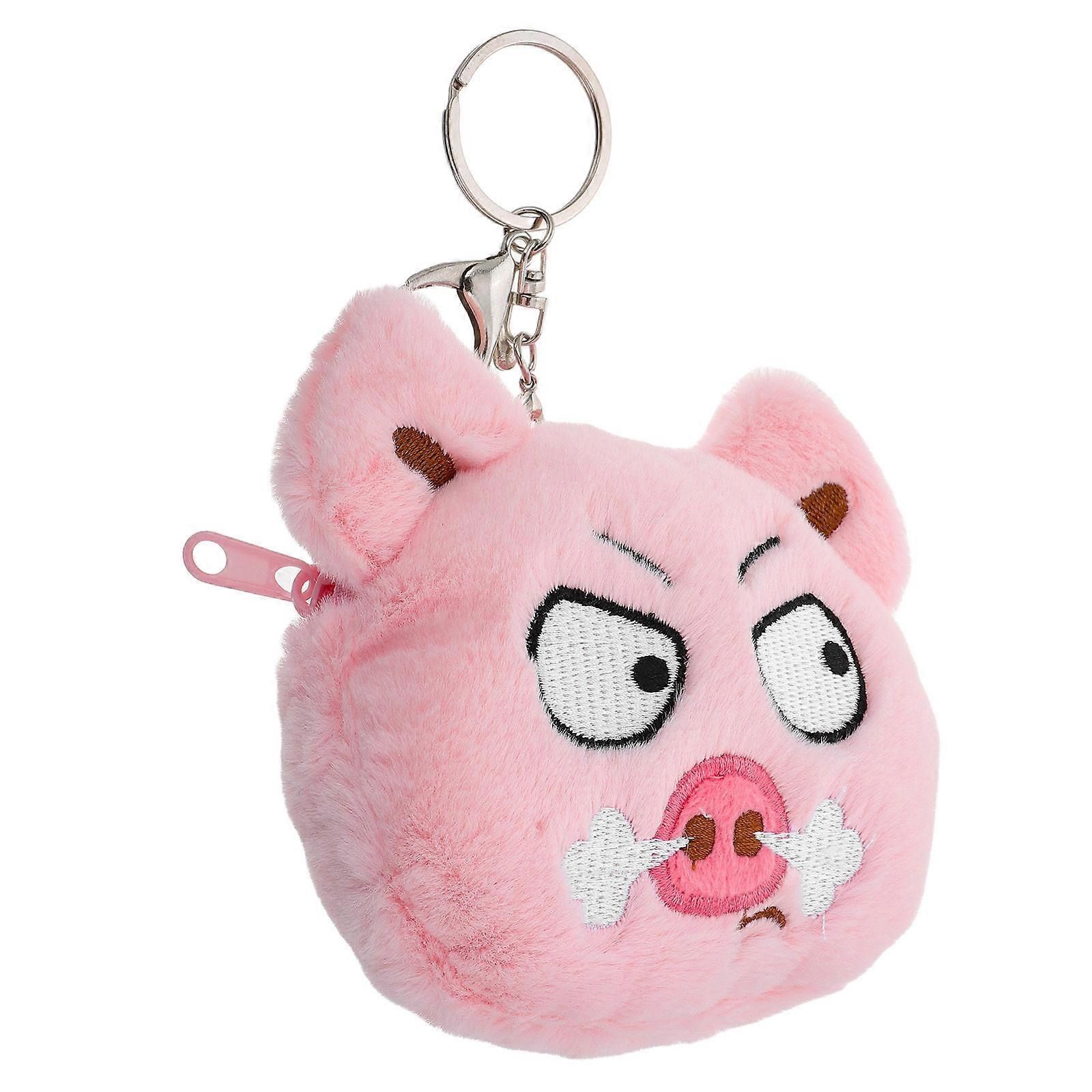 Pink Plush Piggy Coin Purse for Little Girls Cute Animal Wallet with Zipper Closure Small Storage