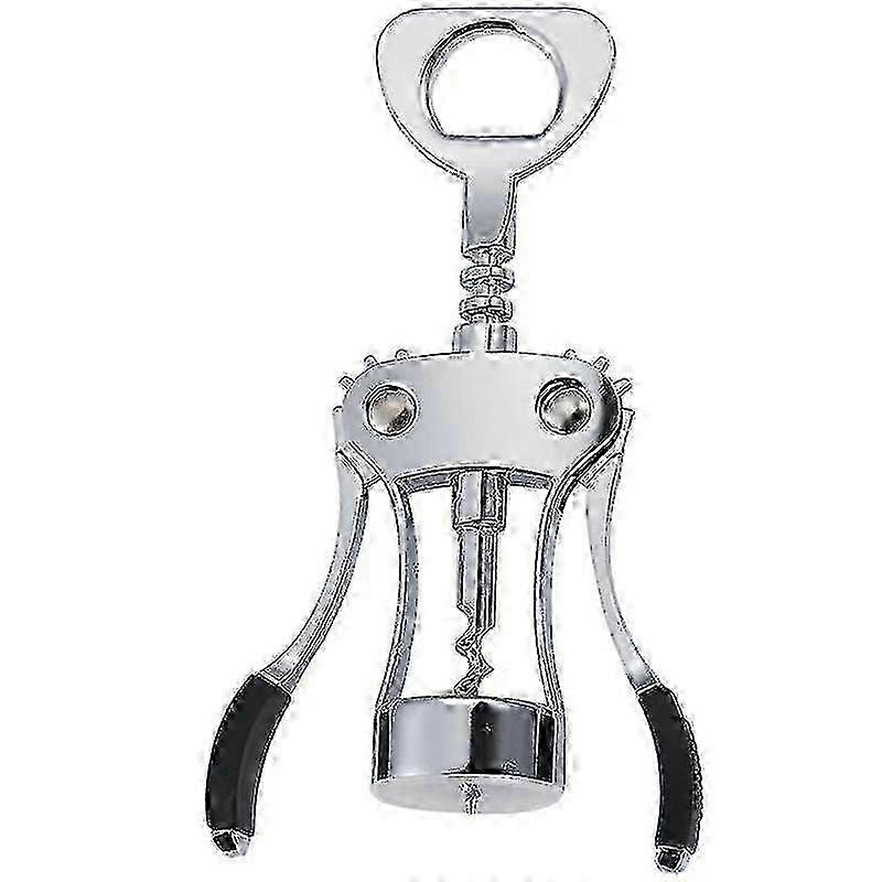 Premium Silver Zinc Alloy Wing Corkscrew Wine Bottle Opener with Multi-Function Design