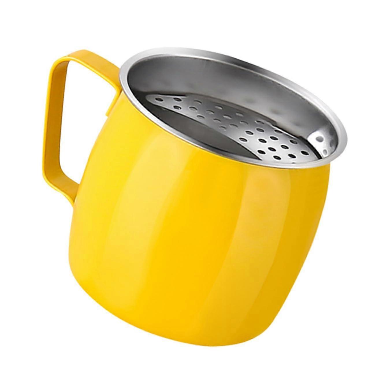Stainless Steel Tea Cup with Infuser, Heat Resistant Yellow Mug for Brewing and Steeping, Modern Design for Home and On-the-Go