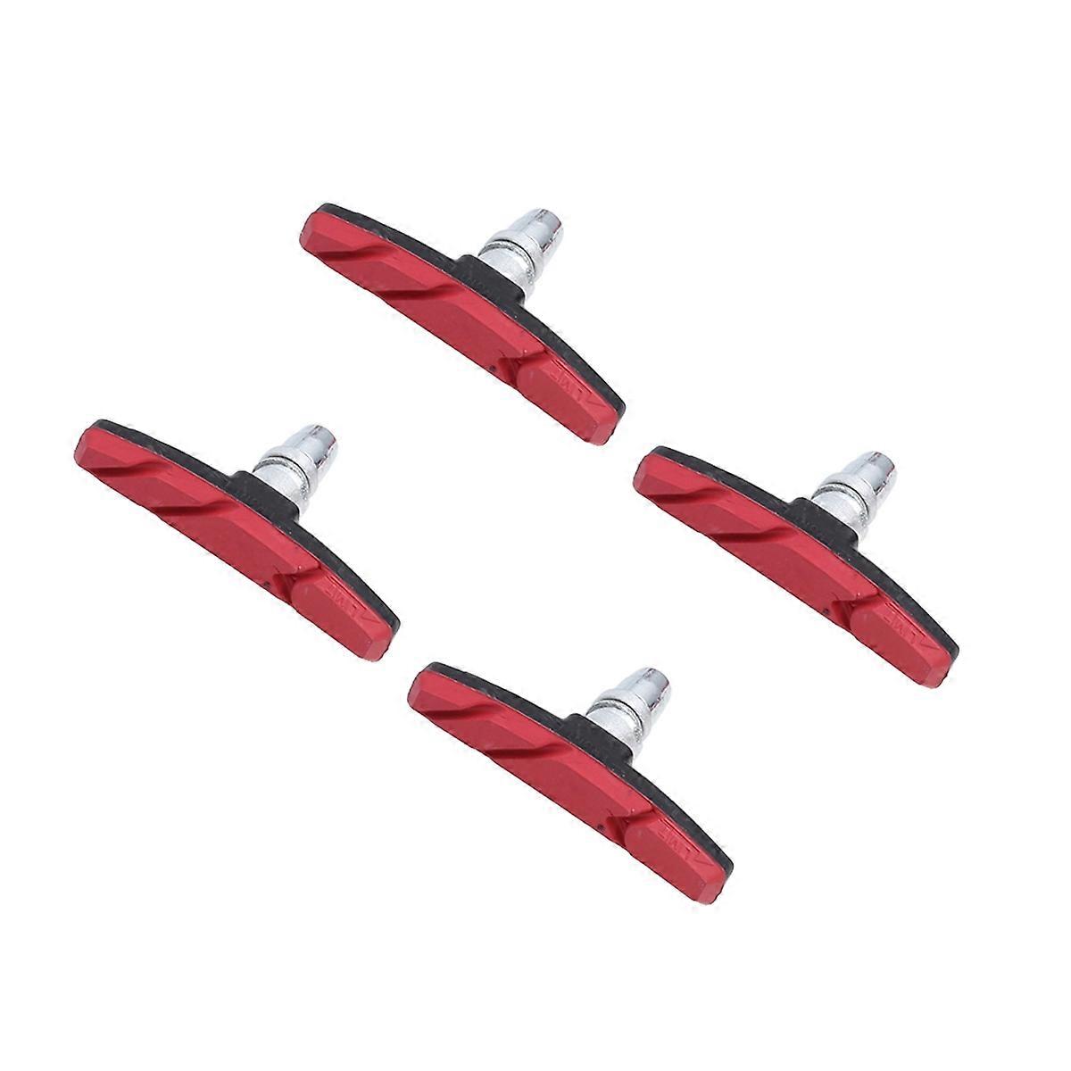 Brake Pads Cycling Brake Blocks Mountain Bike Accessories Long-Distance Travel Red Reduce Braking Noise 2pairs