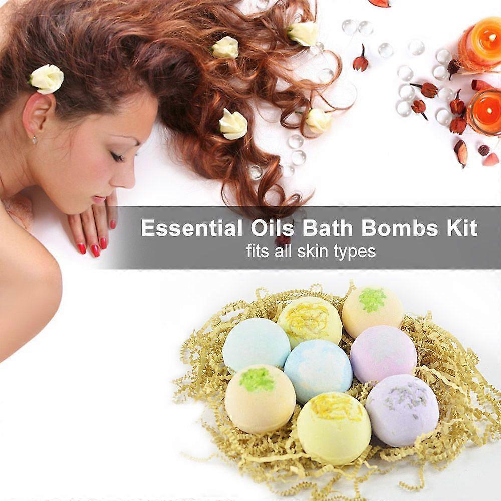 8pcs Bath Bombs Body Cleaner Multi-color Spa Essential Oils Bath Bomb Kit Moisturizing Dry Skin & Deep Relaxation Birthday Gift Ideas