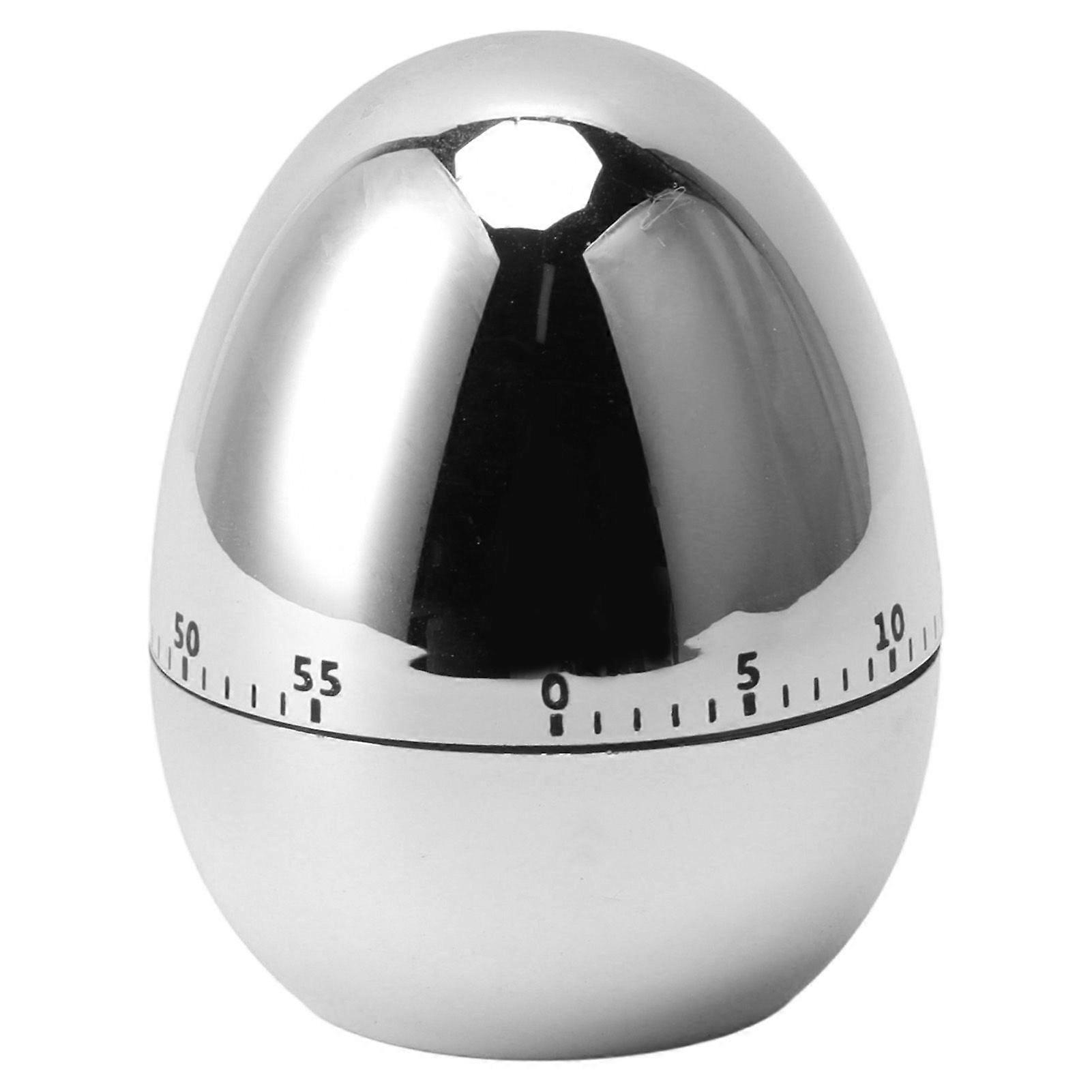 60 Minutes Egg Model Mechanical Timer Cooking Alarm Clock Manual Timer for Kitchen Silver