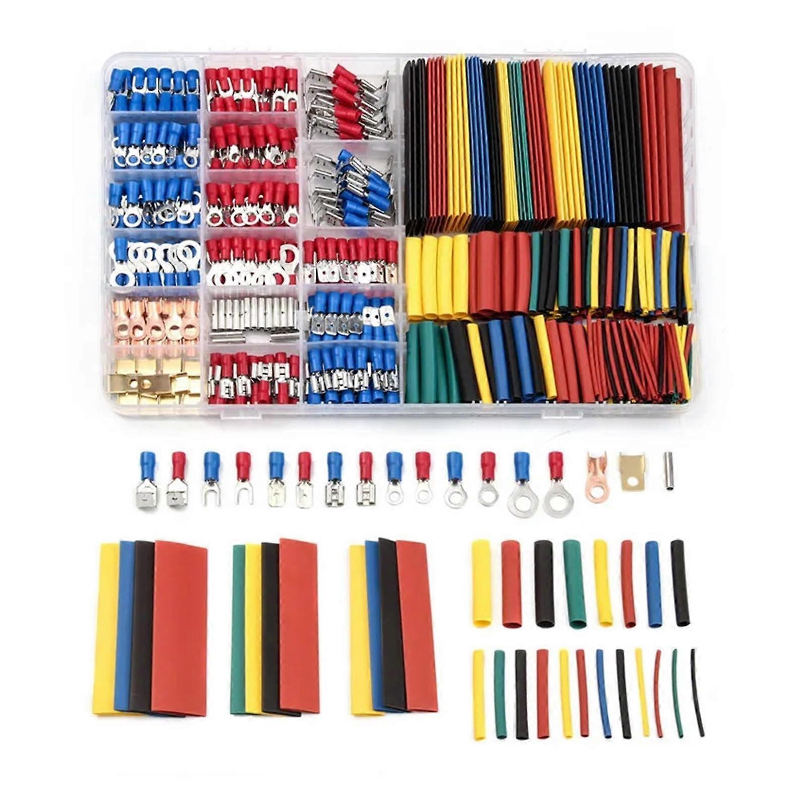350Pcs Insulated Crimp Terminals Butt Connector Set 2:1 328Pcs Assorted Heat Shrink Tubing Electrical Shrinkable Sleeveing Tube