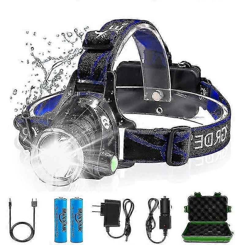 Flashlights Headlamps Zk20 Led Headlamp Zoom Waterproof Three Light...