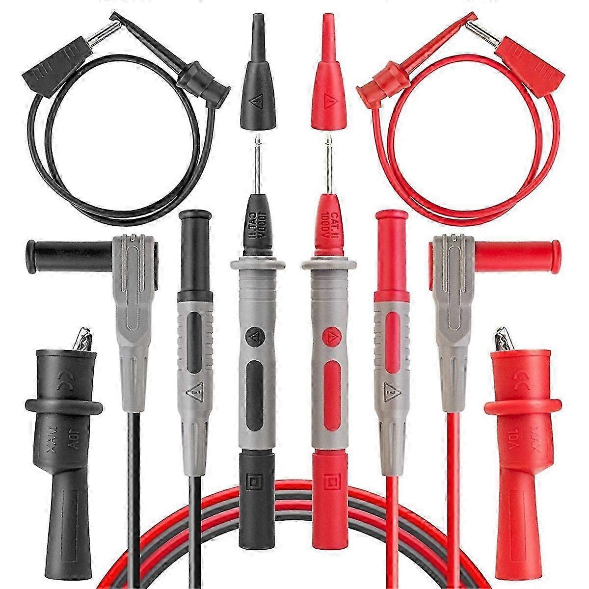 8Pcs Multimeter Test-Leads Set with Alligator Clips
