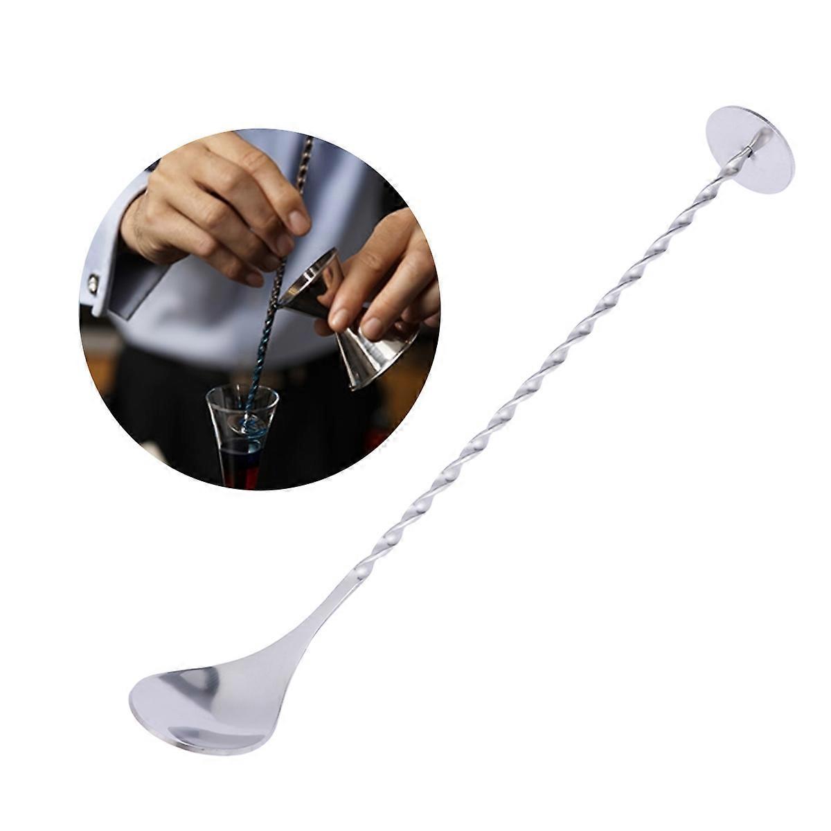 Stainless Steel Cocktail Stirrer with Long Handle for Drink Mixing Elegant Design Silver 2pcs