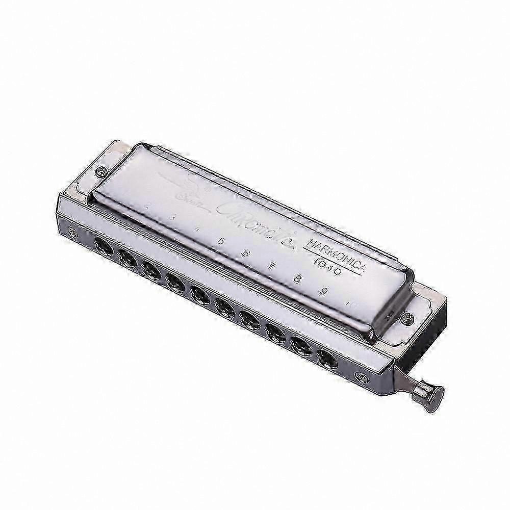 10-Hole 40-Tone Harmonica in Key of C Silver Musical Instrument hwy