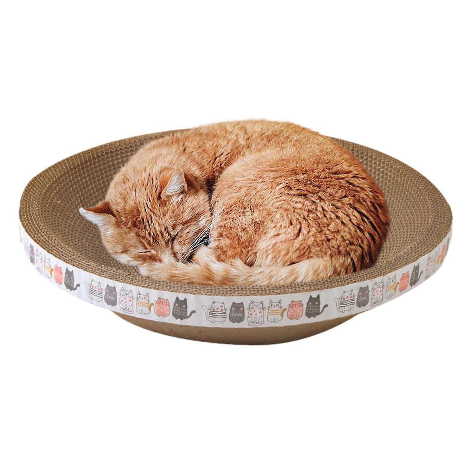 Cat Scratching Board Cardboard Cat Scratcher Round Post, 35cm Dia 8cm H, Claw Grinding Pads, Furniture Protector