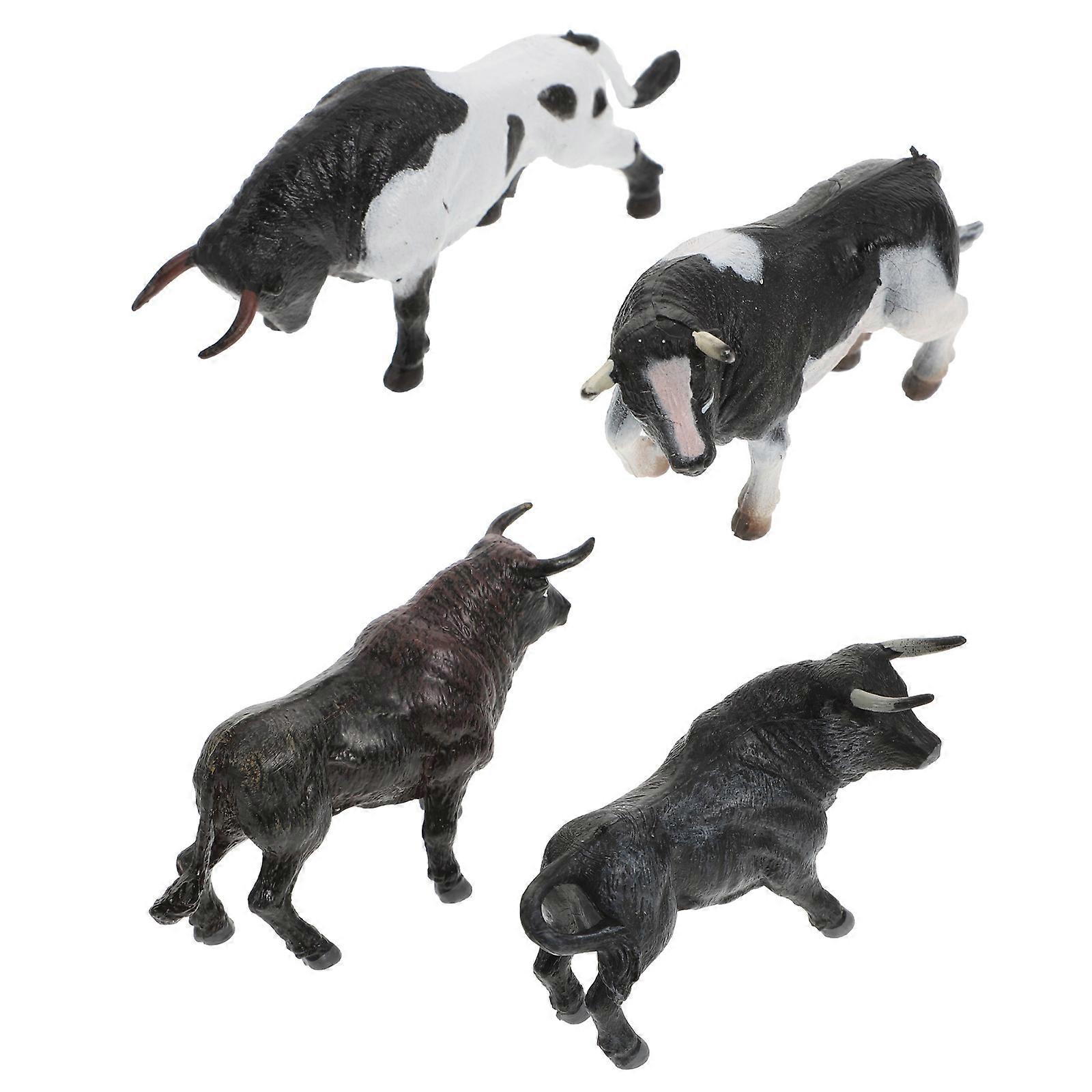 Mini Simulation Cow Ornaments Plastic Cow Toys for Decor 20Pcs