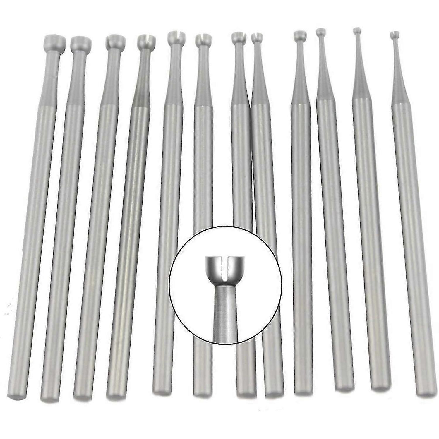 12 Pcs 3/32In Shank Open Mouth Cup Shape Wire Rounder Bits