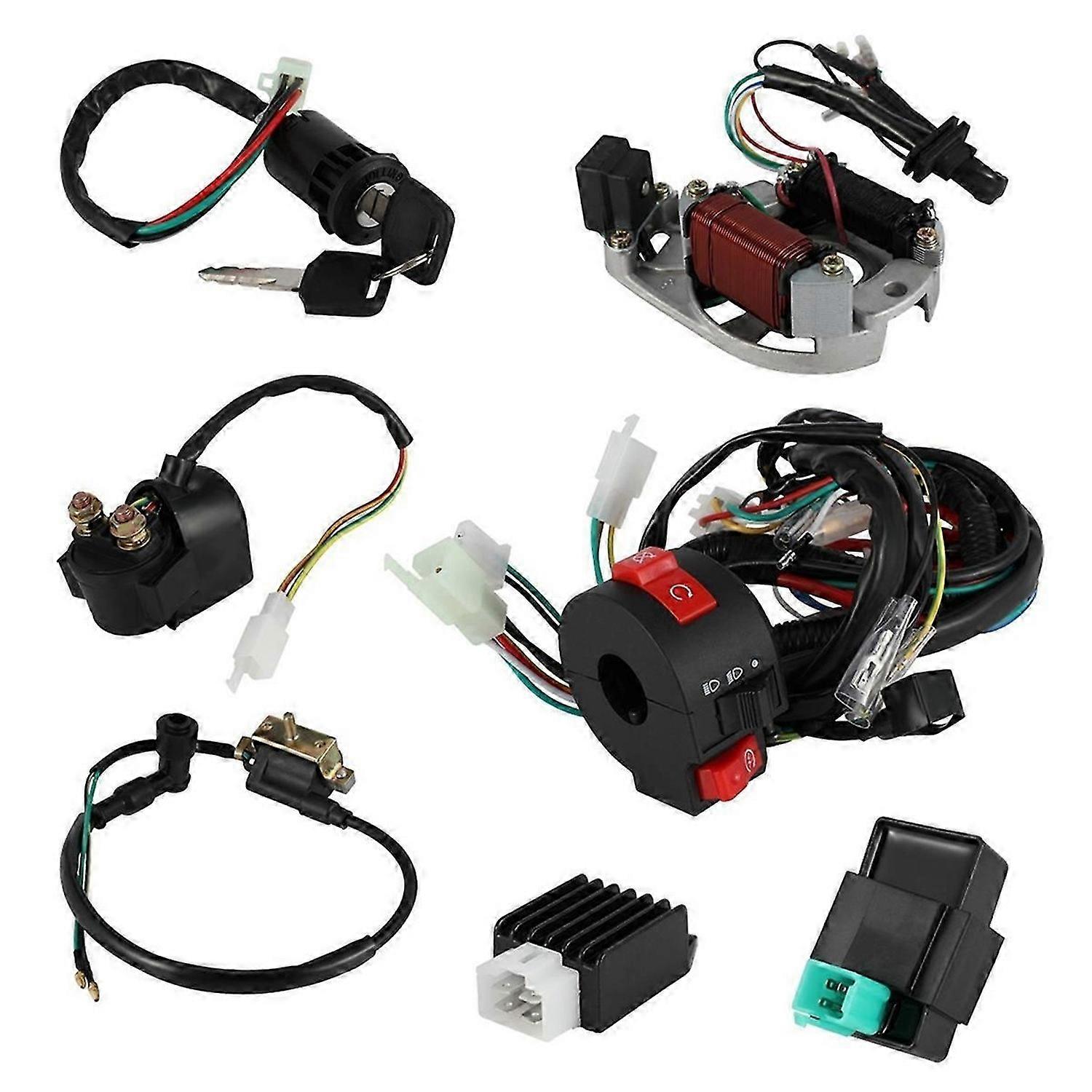 Full Wiring Harness Coil Regulator CDI Solenoid Relay Spark Plug