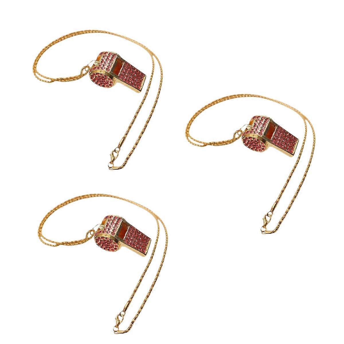 Rose red Necklace style, exquisite diamond-encrusted referee whistle