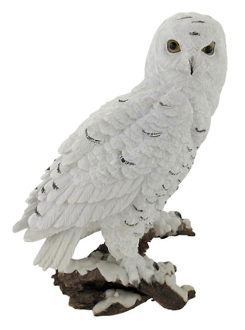Beautiful Snowy Owl on a Branch Statue