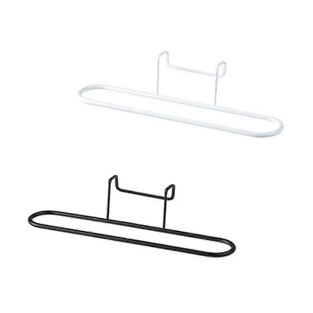 Cupboard Hanger Towel Rack No Drilling Space Saving Vertical Utilization for Kitchen Bathroom Black 2Pcs